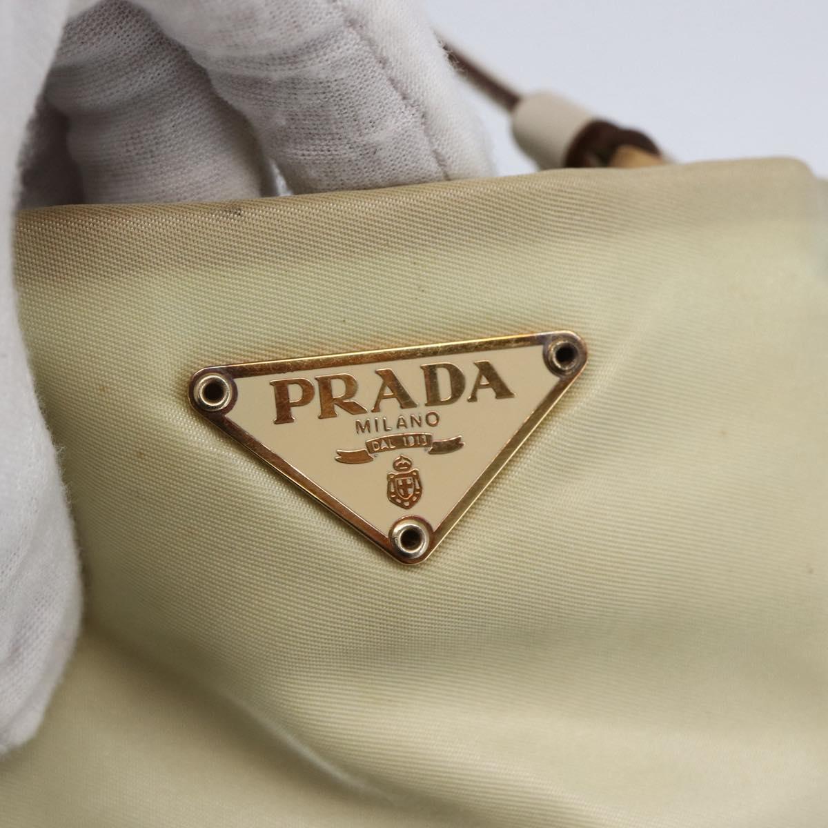 PRADA Tote Bag Nylon Ivory Gold Auth 147996