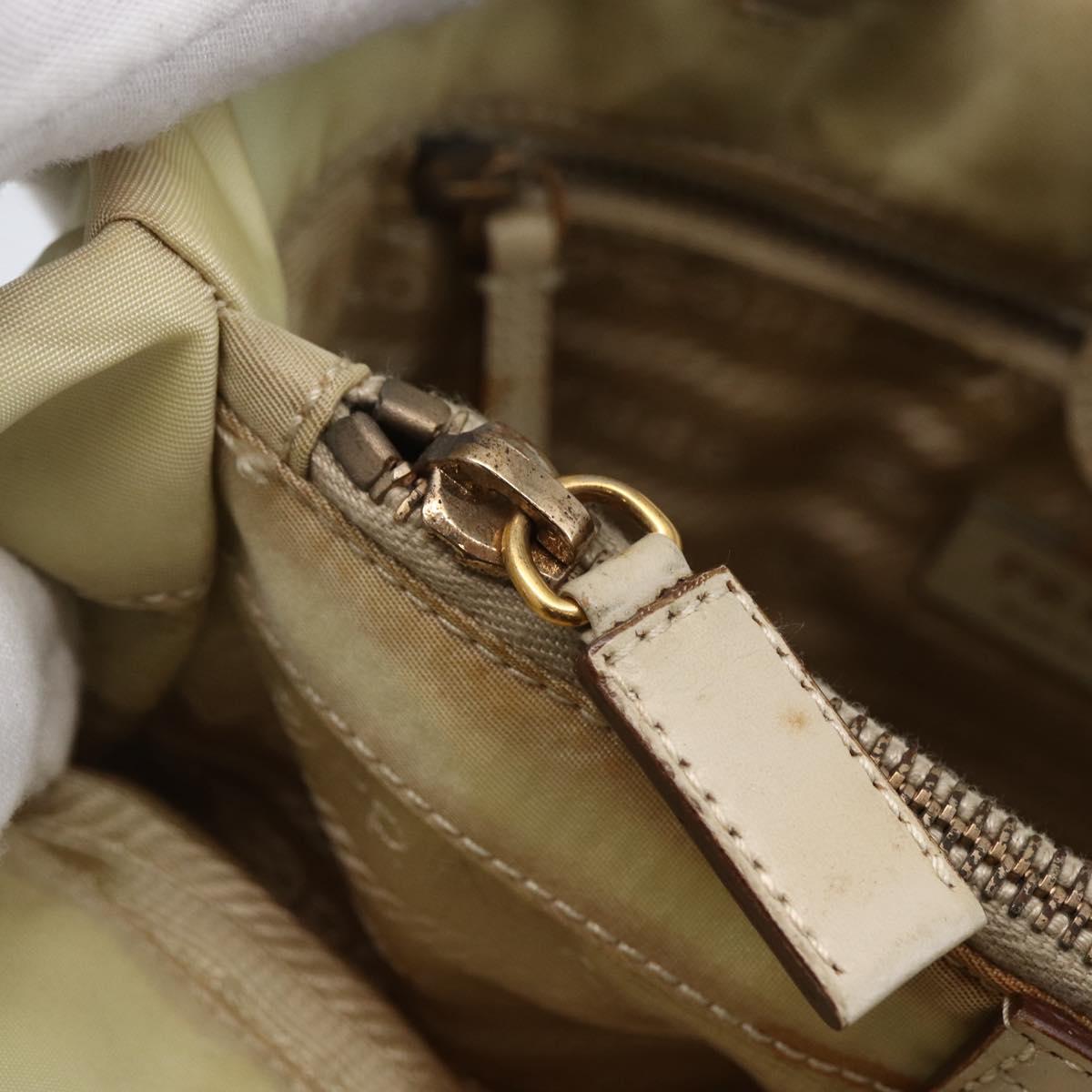 PRADA Tote Bag Nylon Ivory Gold Auth 147996