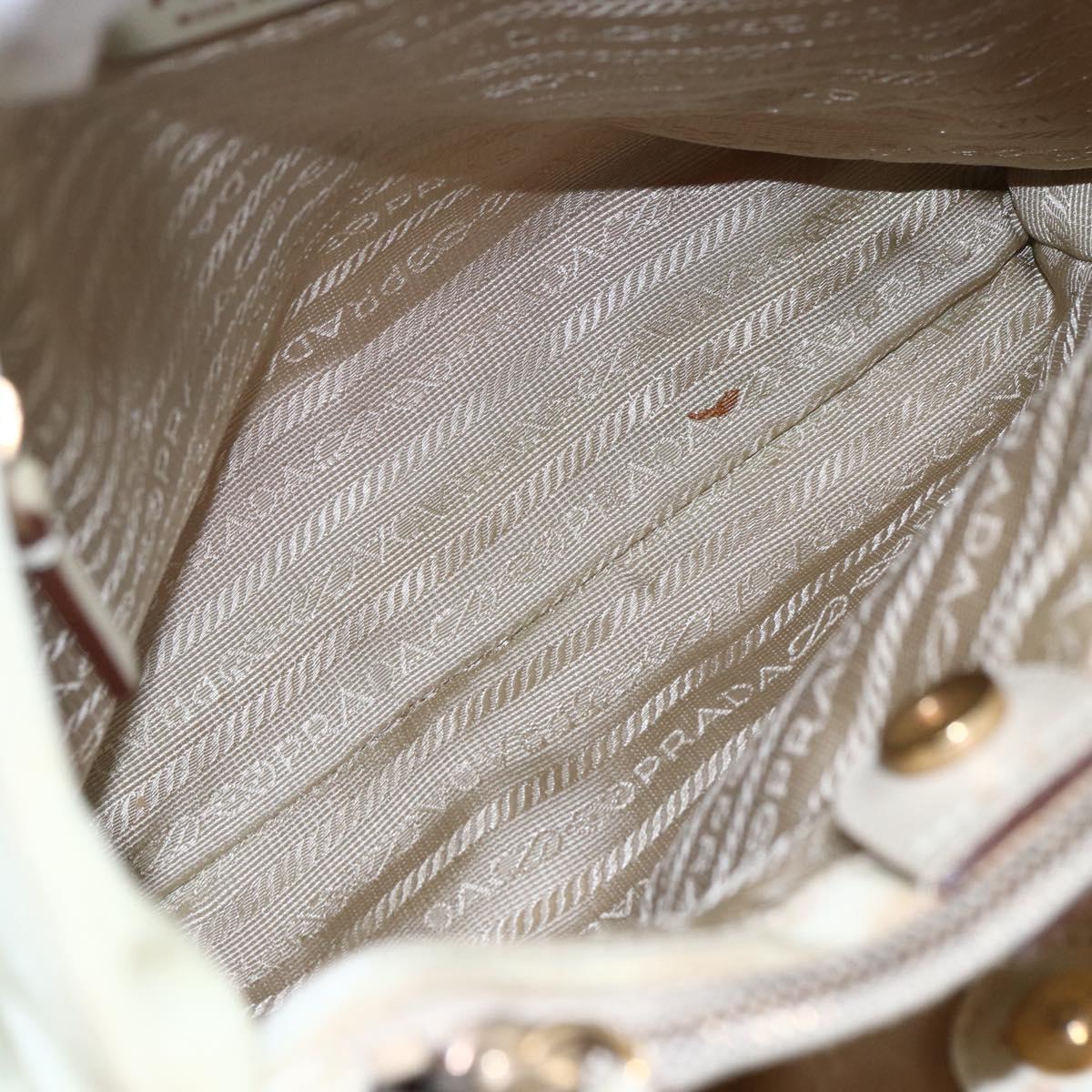 PRADA Tote Bag Nylon Ivory Gold Auth 147996