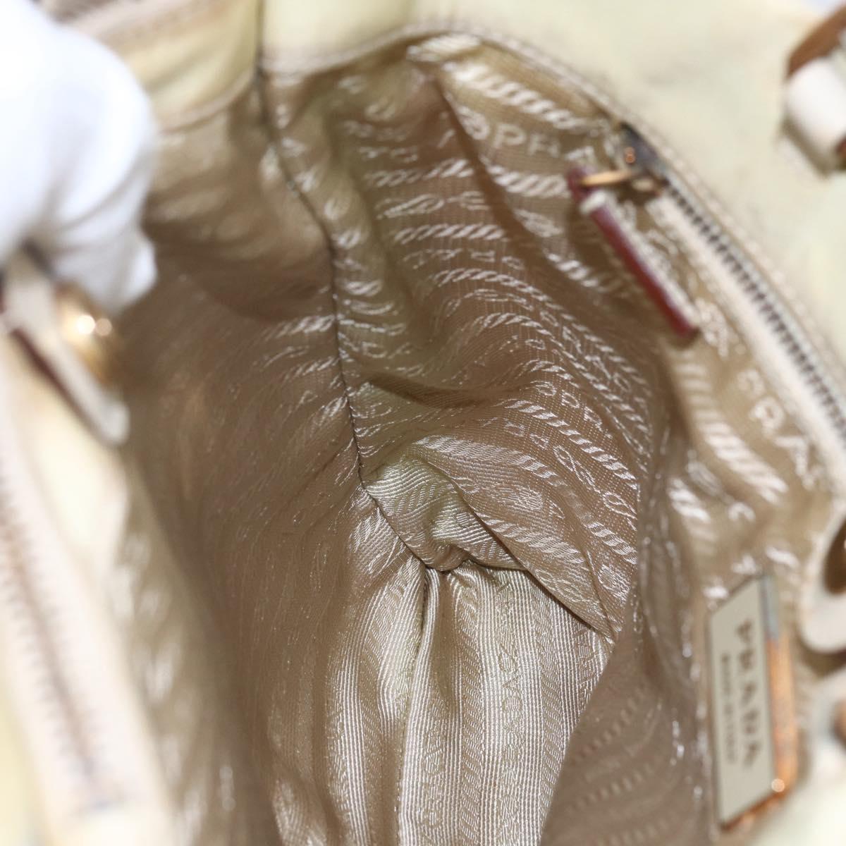 PRADA Tote Bag Nylon Ivory Gold Auth 147996