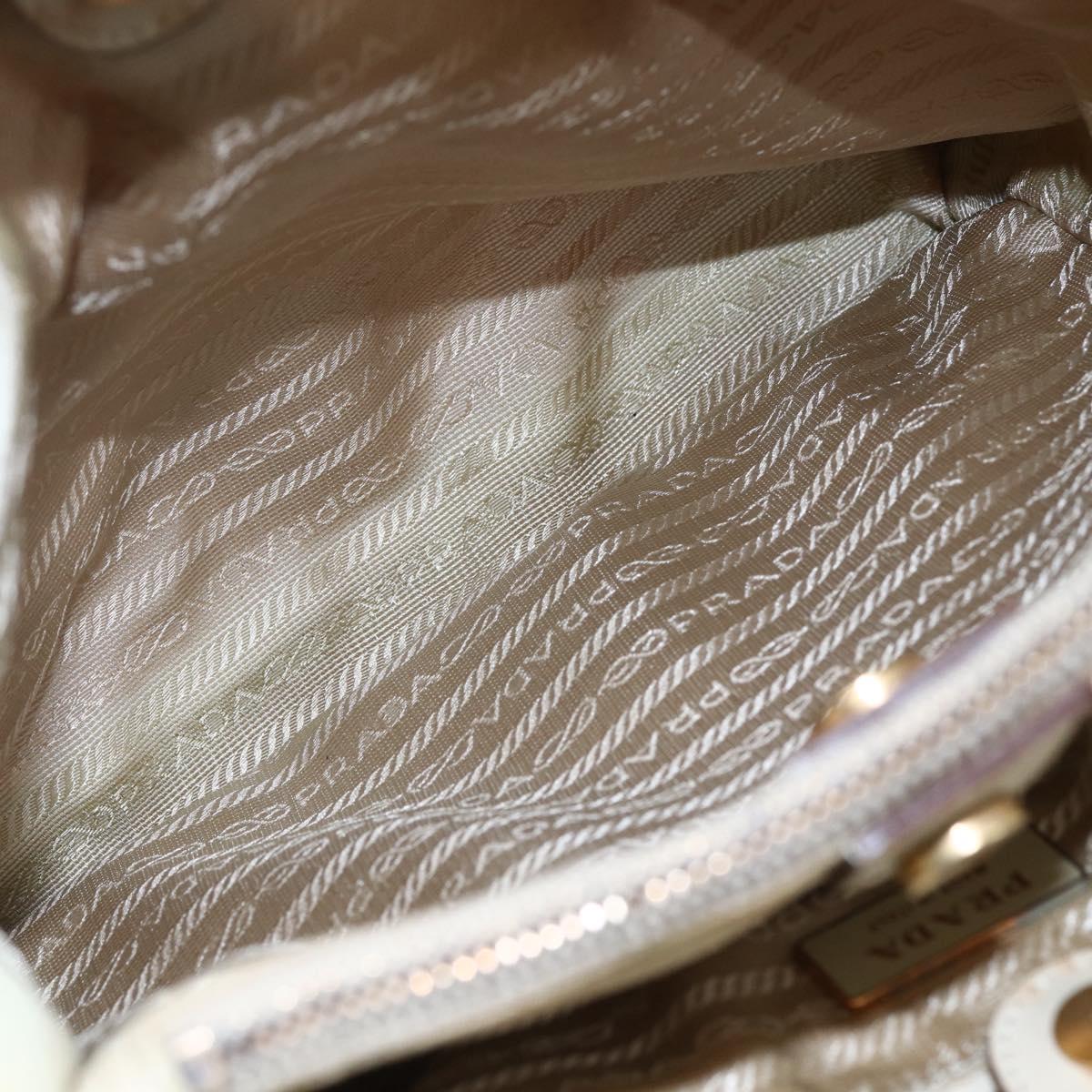 PRADA Tote Bag Nylon Ivory Gold Auth 147996