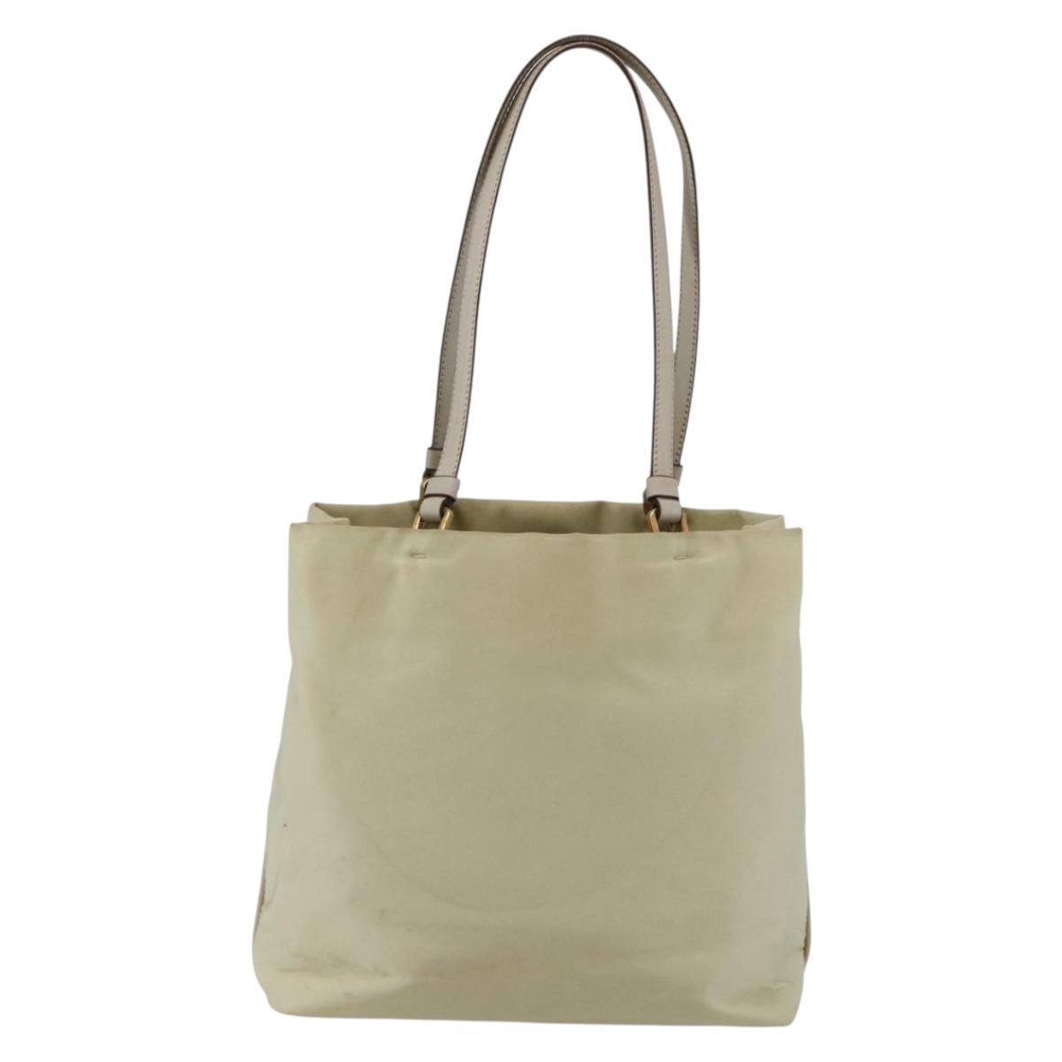 PRADA Tote Bag Nylon Ivory Gold Auth 147996