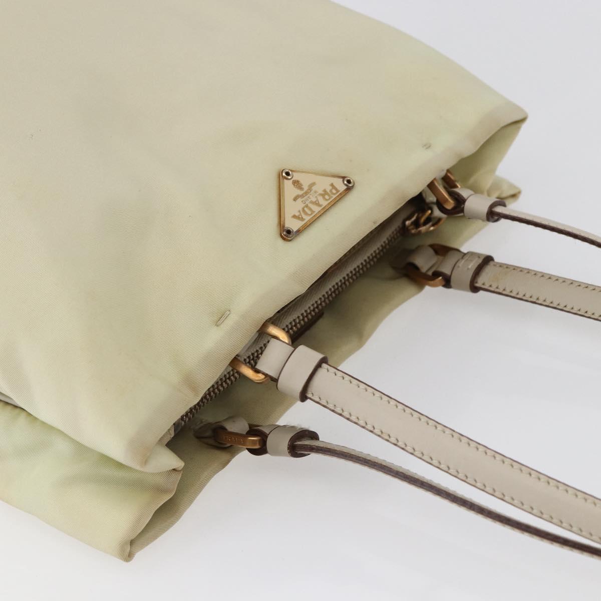 PRADA Tote Bag Nylon Ivory Gold Auth 147996