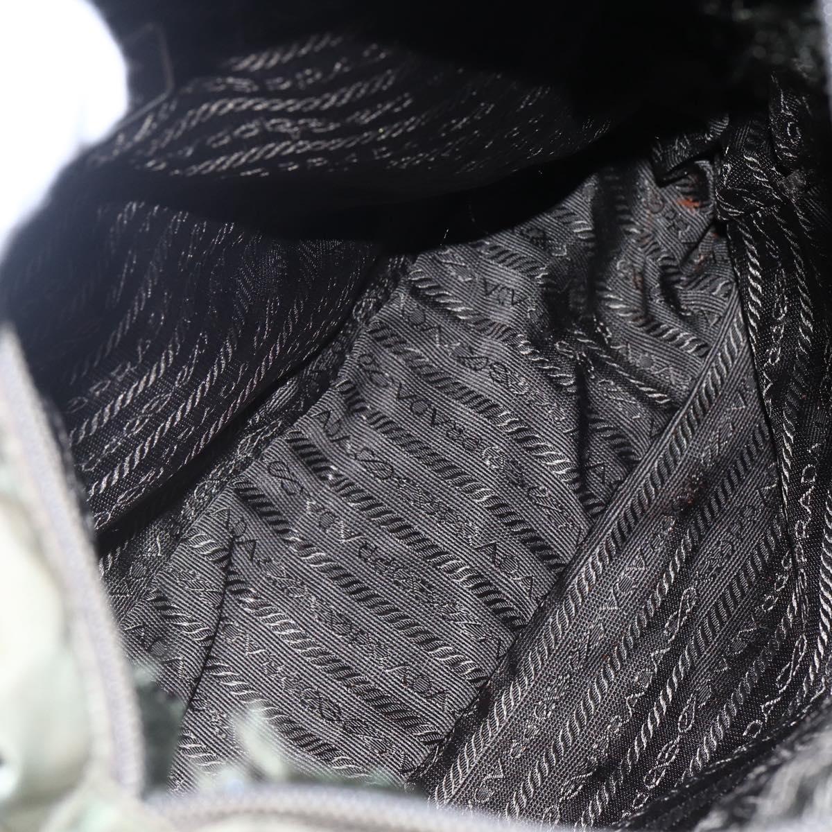 PRADA Tote Bag Nylon Khaki Silver Auth 147997