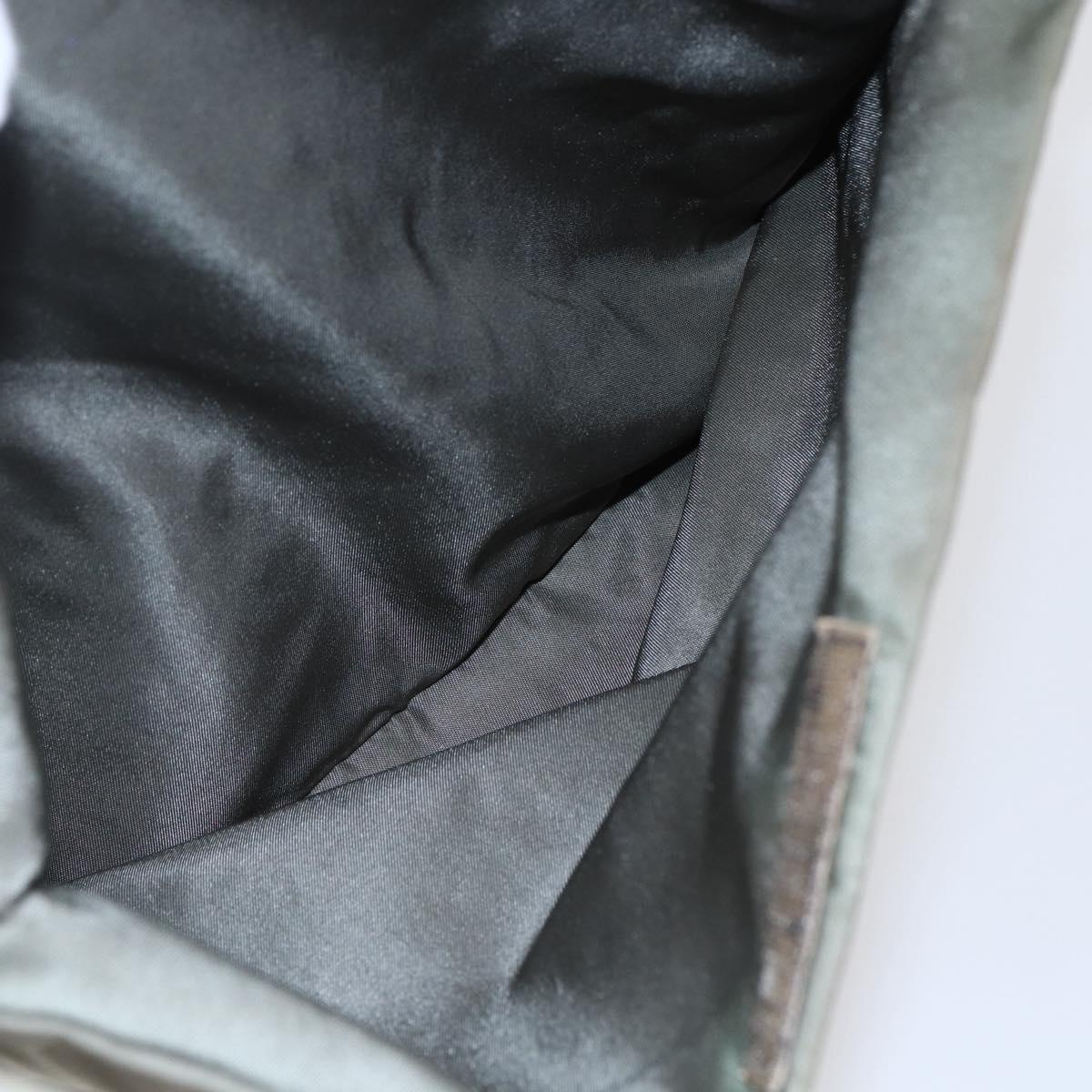 PRADA Tote Bag Nylon Khaki Silver Auth 147997