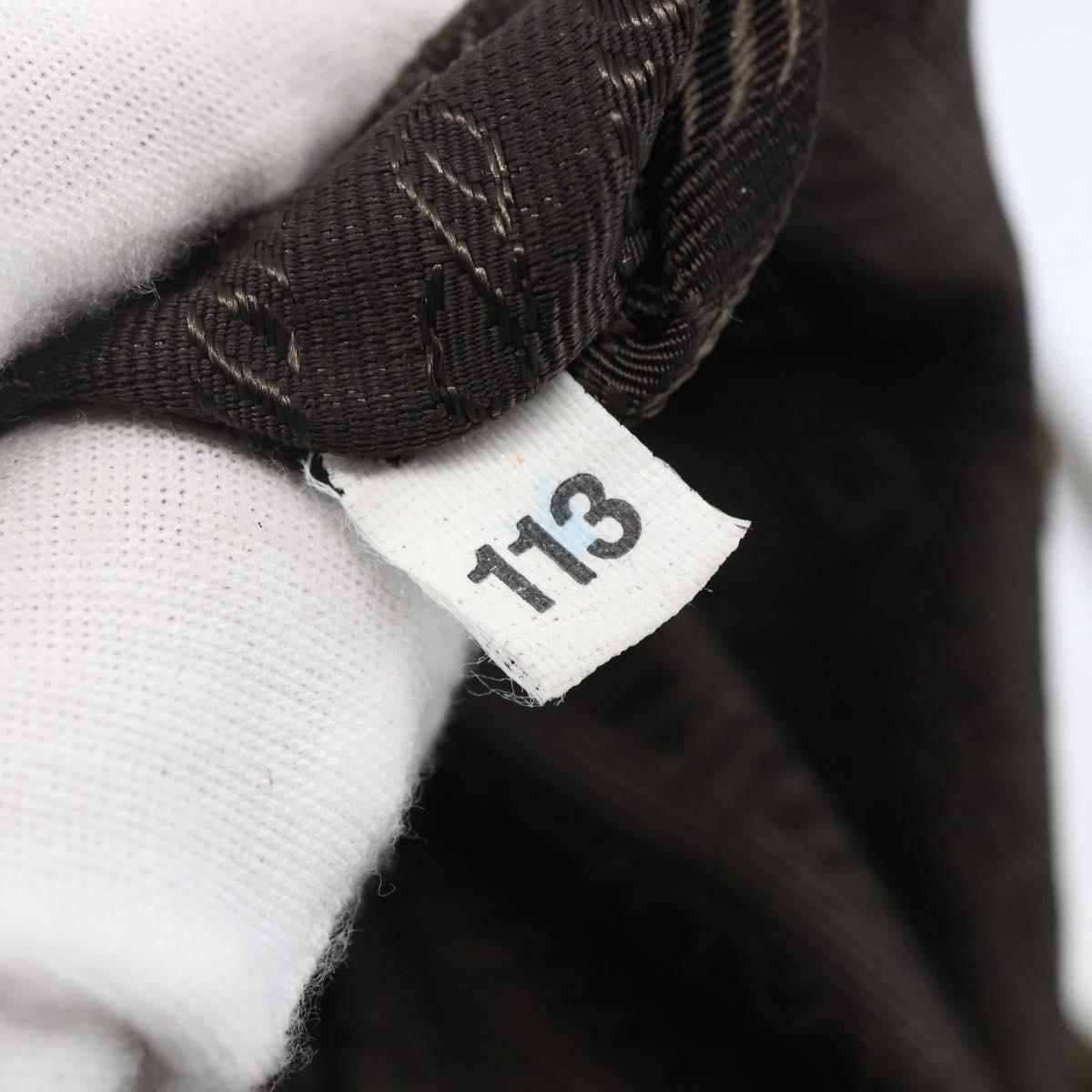 PRADA Tote Bag Nylon Khaki Silver Auth 147997