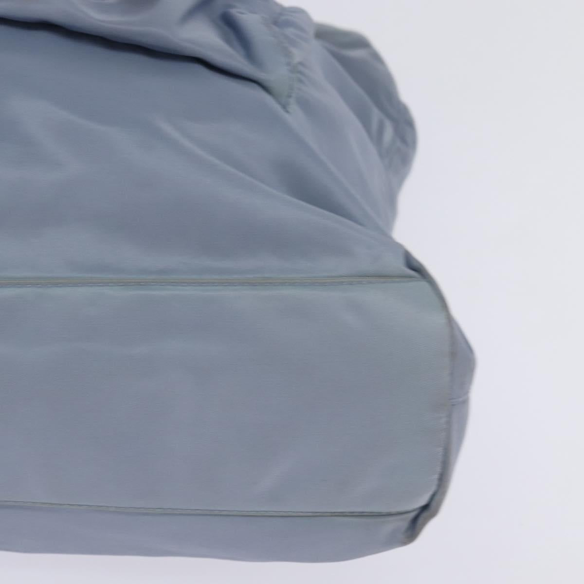 PRADA Tote Bag Nylon Light Blue Silver Auth 147999