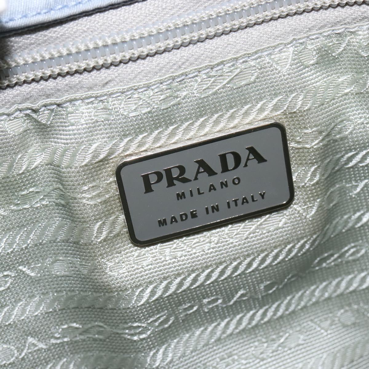 PRADA Tote Bag Nylon Light Blue Silver Auth 147999