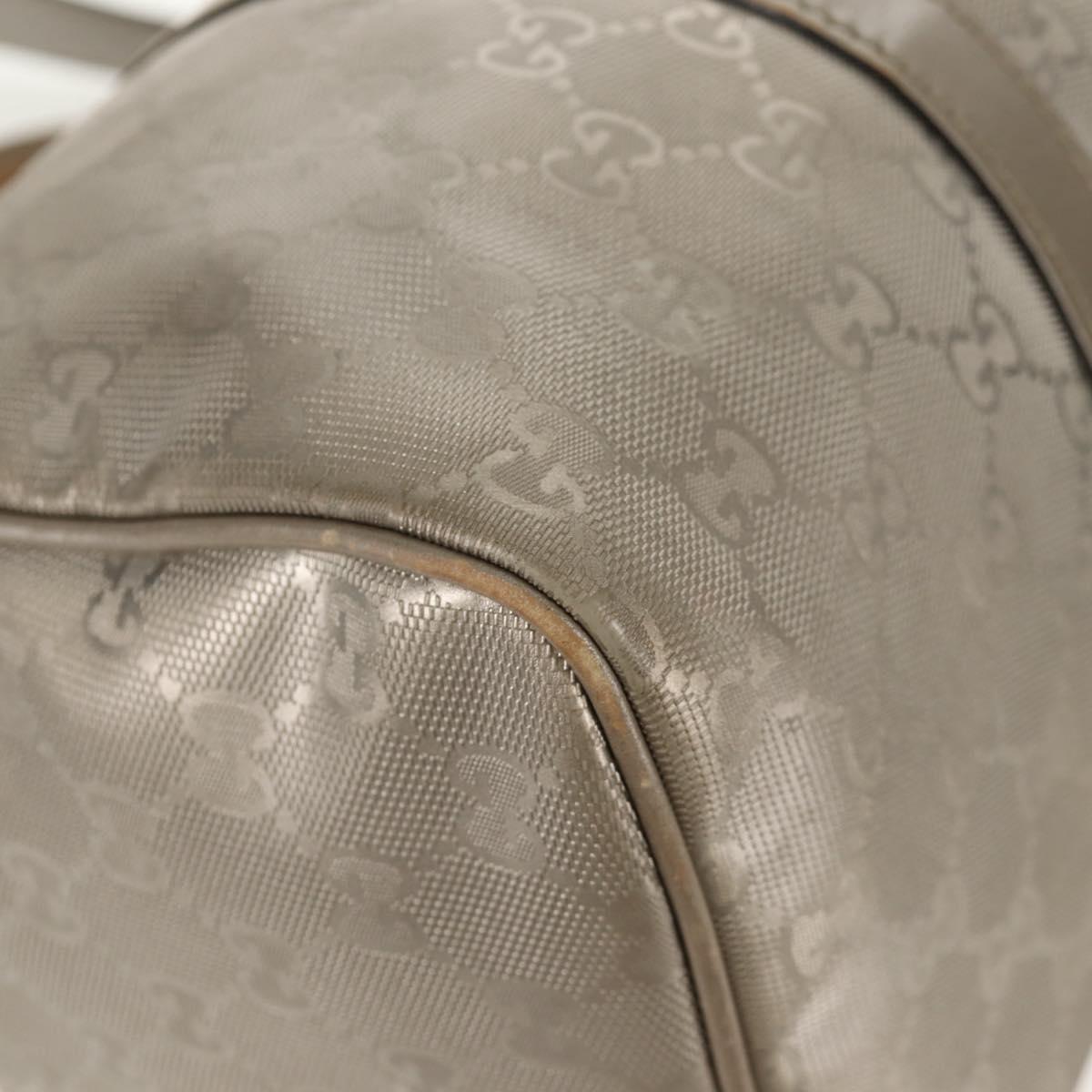 GUCCI GG Implementation Boston Bag PVC 2way Silver 203696 Auth 148000