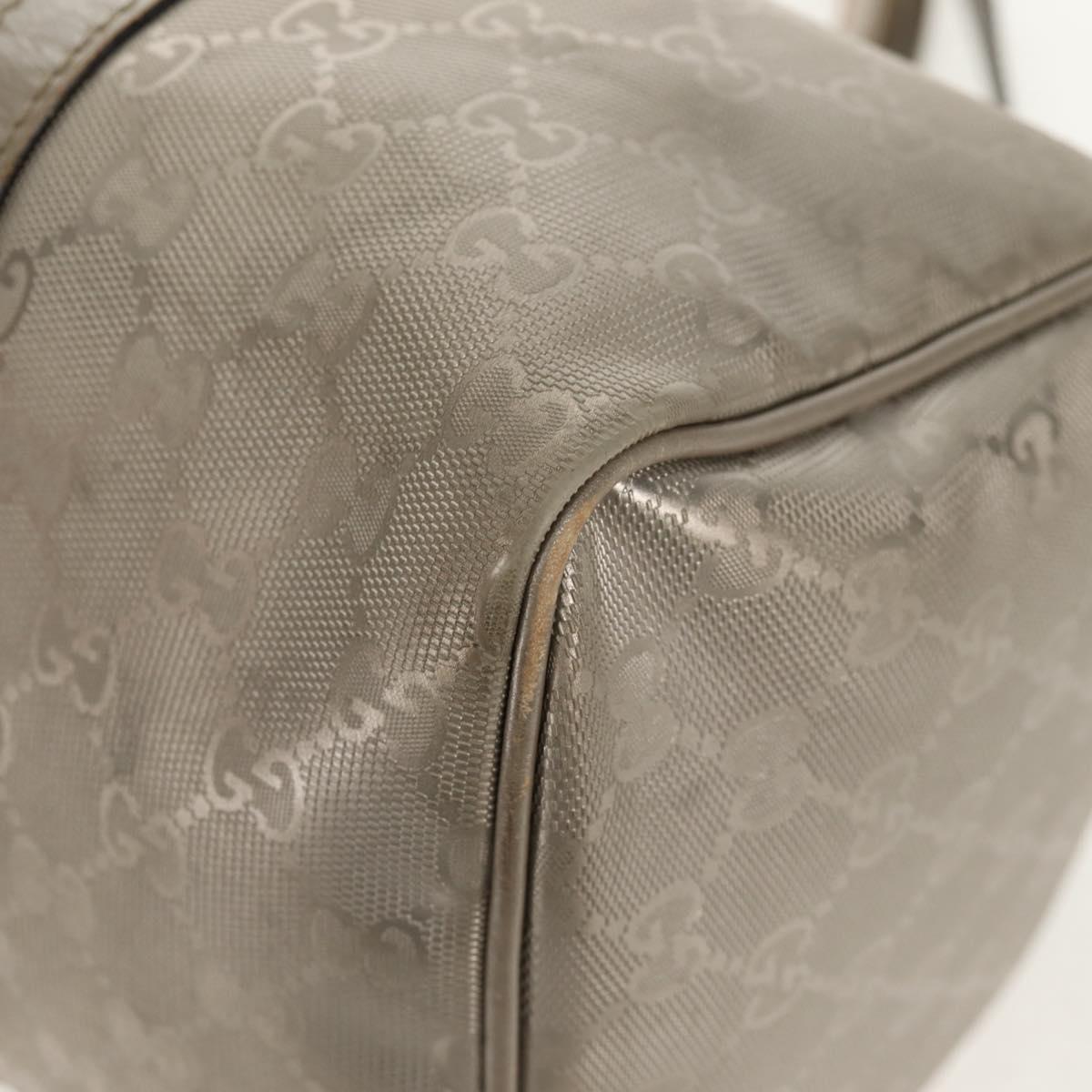 GUCCI GG Implementation Boston Bag PVC 2way Silver 203696 Auth 148000