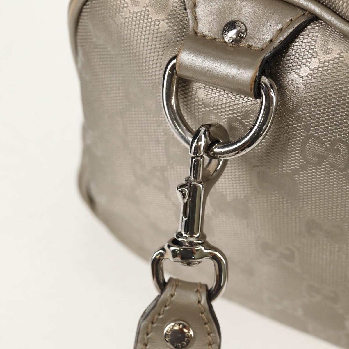 GUCCI GG Implementation Boston Bag PVC 2way Silver 203696 Auth 148000