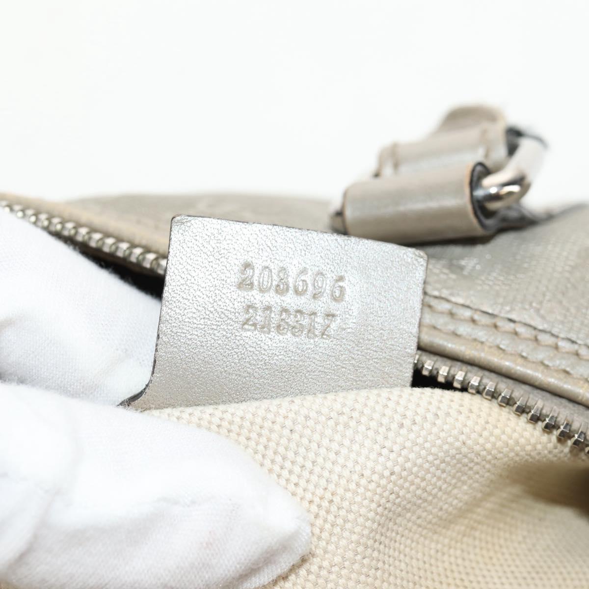 GUCCI GG Implementation Boston Bag PVC 2way Silver 203696 Auth 148000