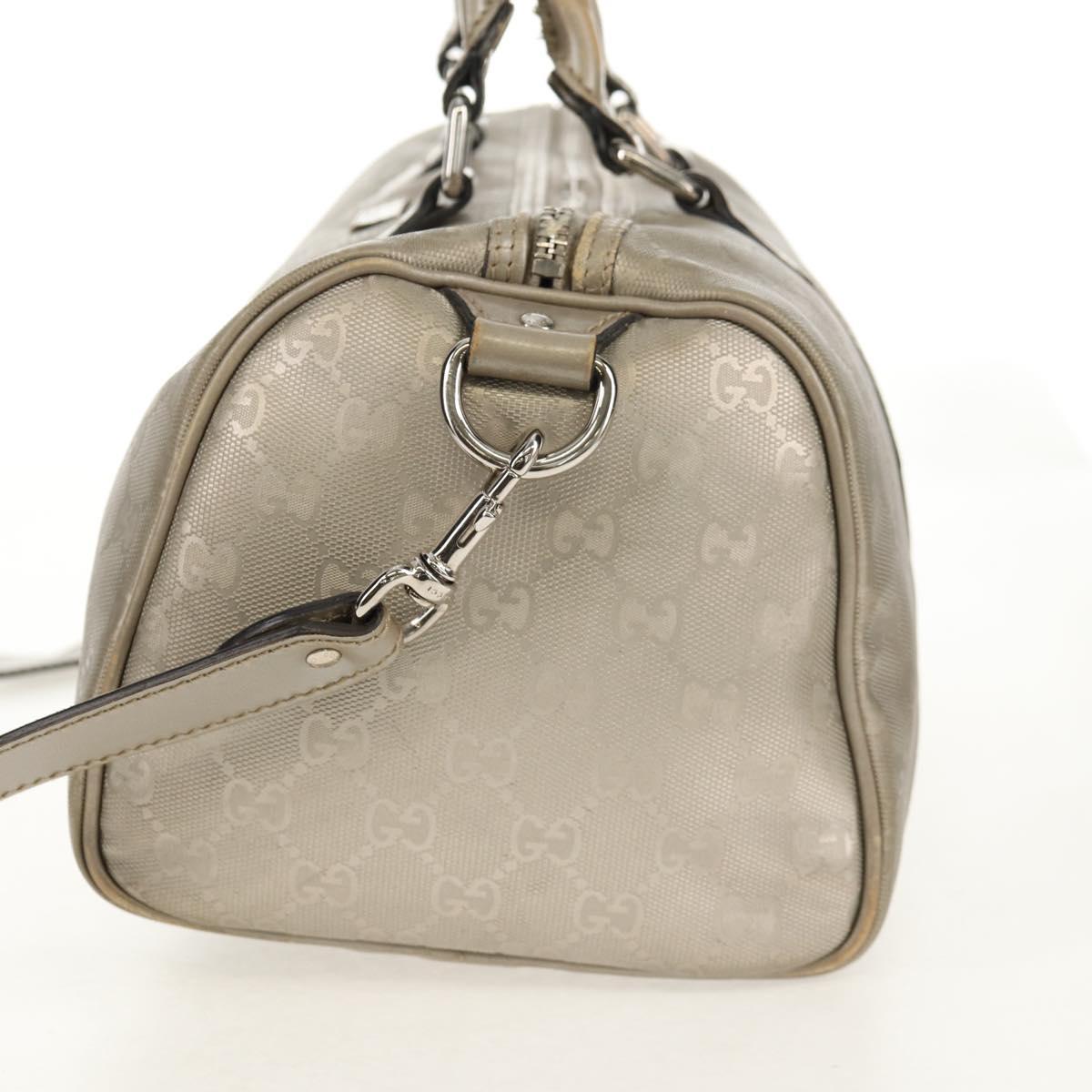 GUCCI GG Implementation Boston Bag PVC 2way Silver 203696 Auth 148000