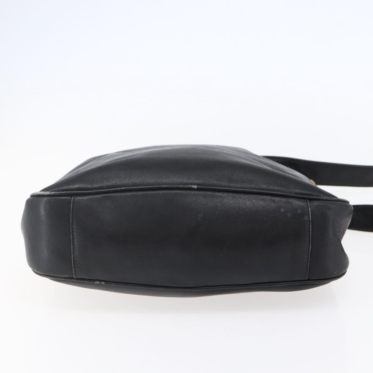 GUCCI Bamboo Shoulder Bag Leather 2way Black Gold 001 3444 1638 Auth 148001