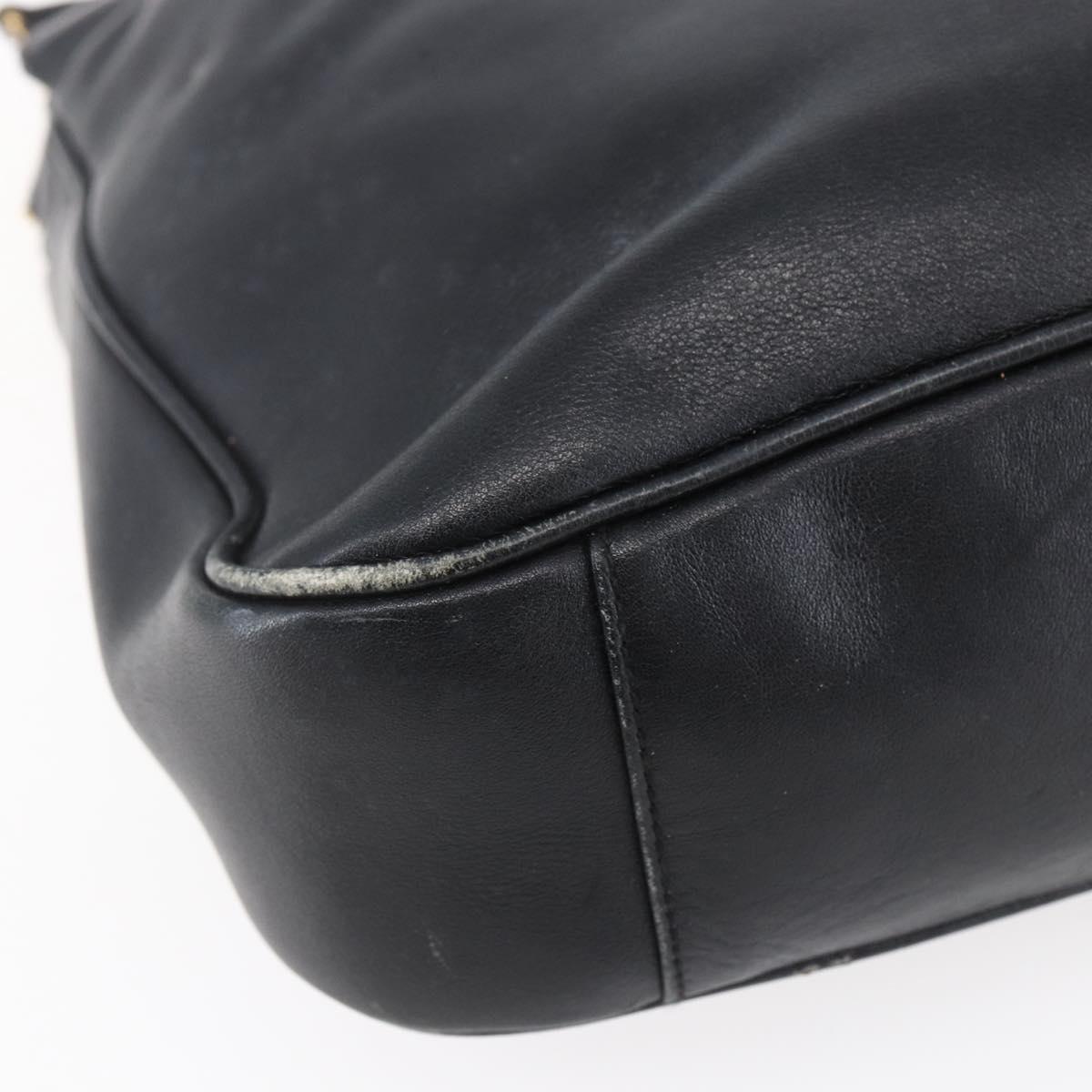 GUCCI Bamboo Shoulder Bag Leather 2way Black Gold 001 3444 1638 Auth 148001