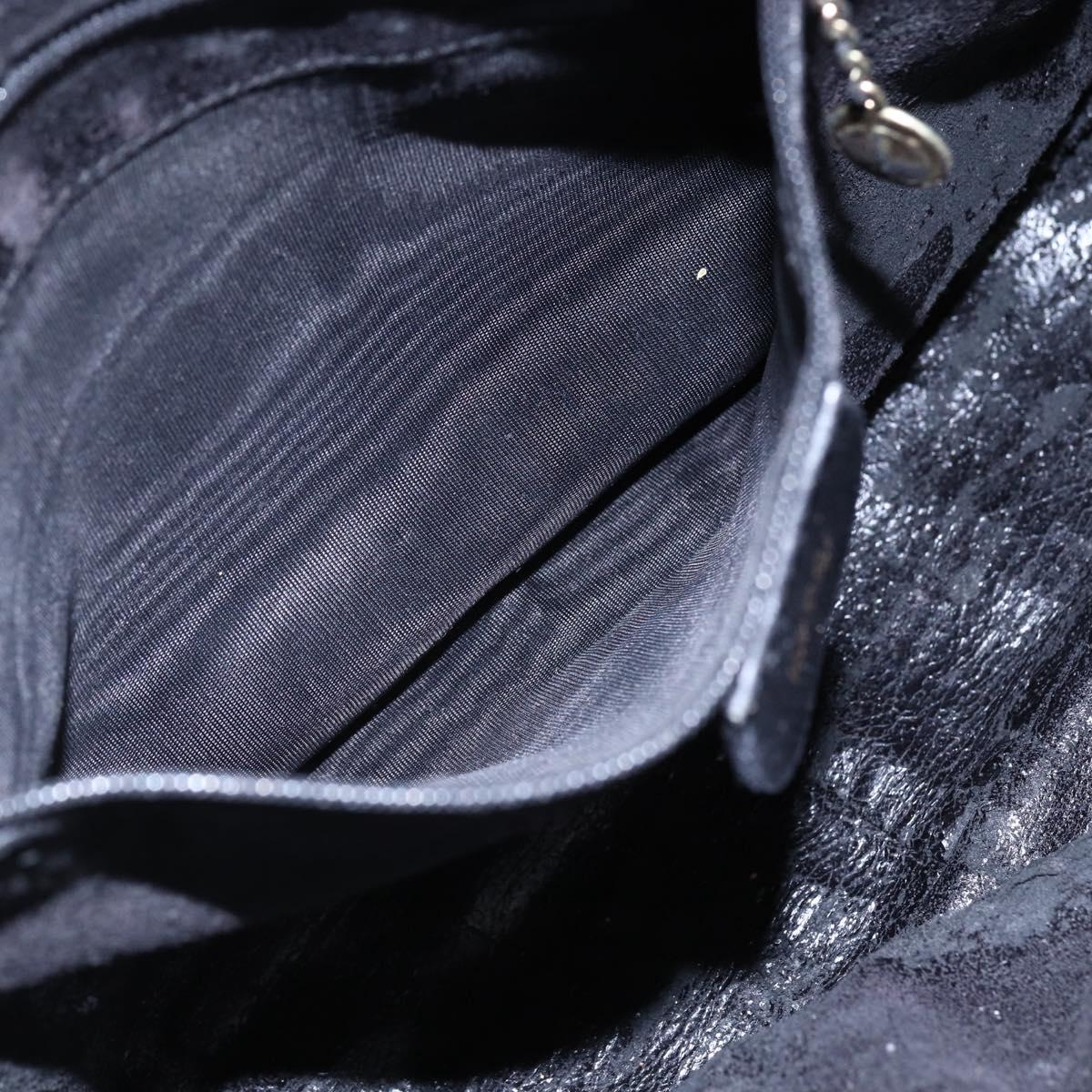 GUCCI Bamboo Shoulder Bag Leather 2way Black Gold 001 3444 1638 Auth 148001