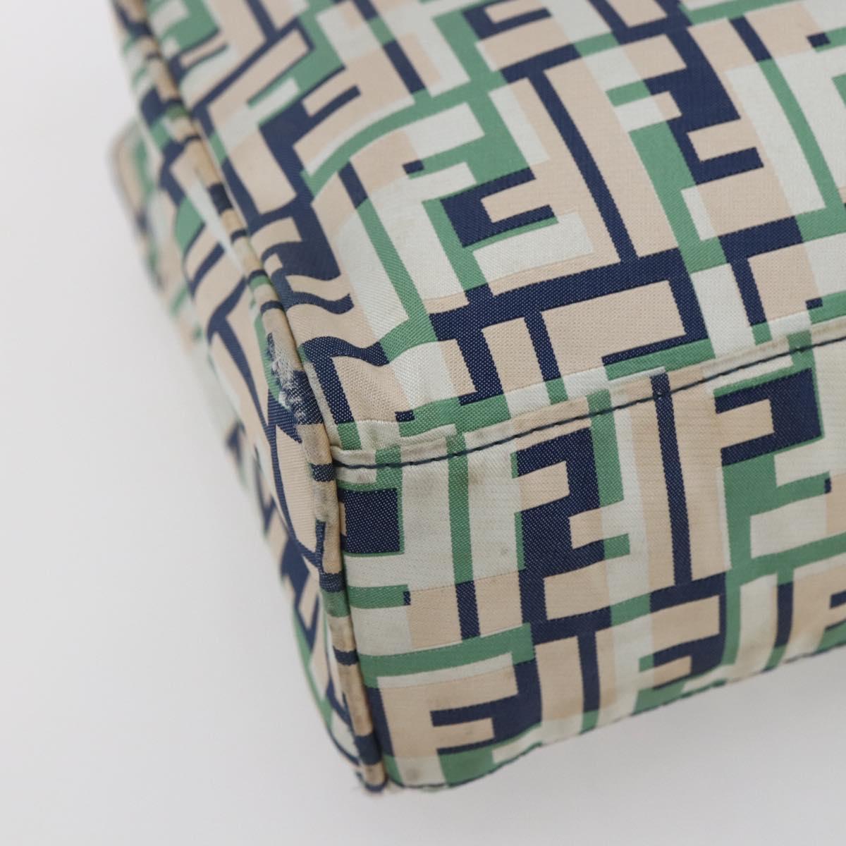 FENDI Zucca Canvas Hand Bag Green Silver Auth 148002