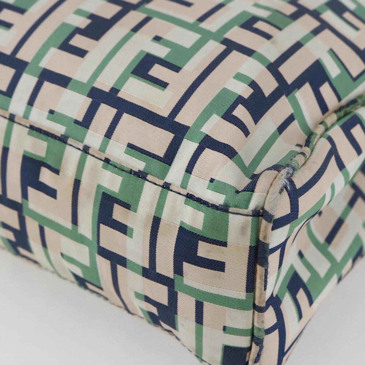 FENDI Zucca Canvas Hand Bag Green Silver Auth 148002