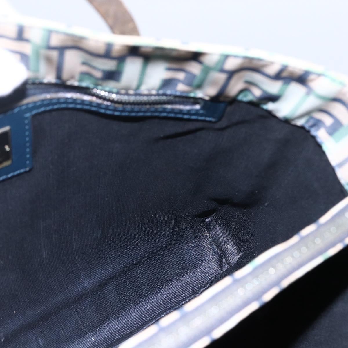 FENDI Zucca Canvas Hand Bag Green Silver Auth 148002