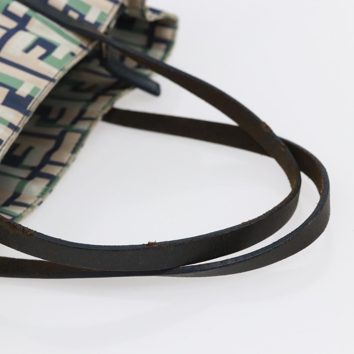 FENDI Zucca Canvas Hand Bag Green Silver Auth 148002