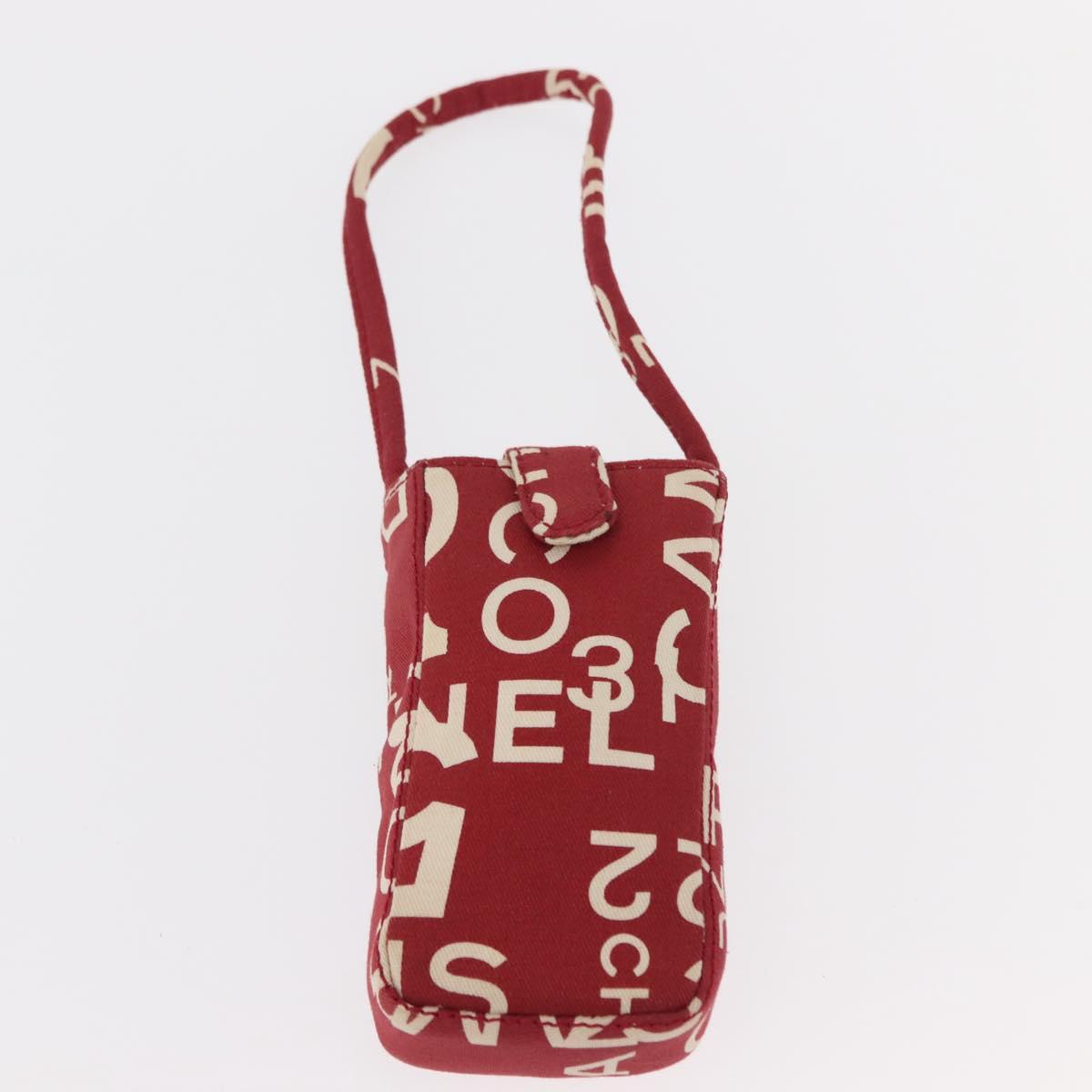 CHANEL Chain Bysy Line Tote Bag Canvas Red CC Auth 148004