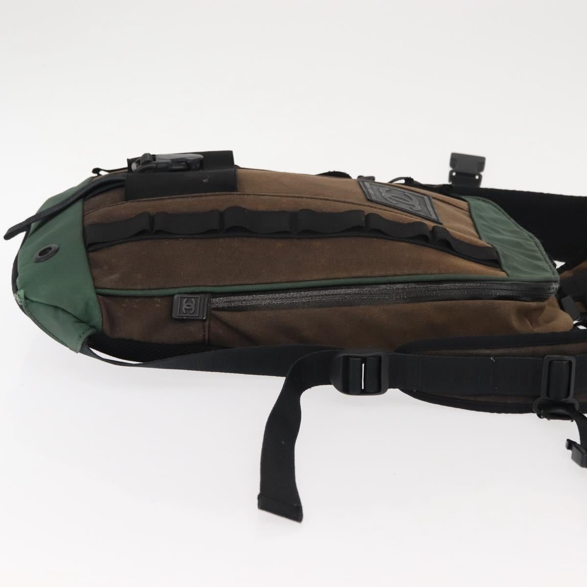 CHANEL Sports Line Backpack Canvas Brown CC Auth 148005