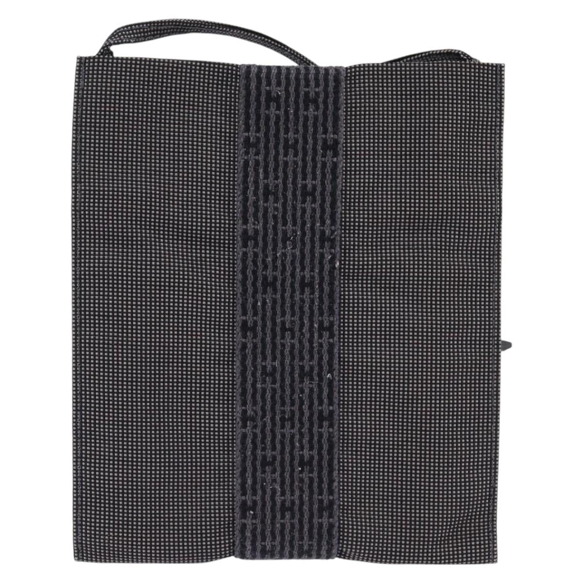 HERMES Pochette Her Line MM Shoulder Bag Canvas Gray Auth 148006