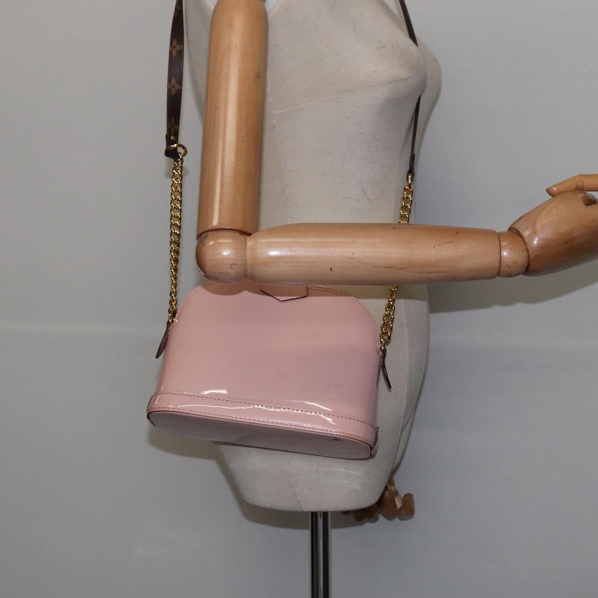 LOUIS VUITTON Vernis Alma MINI Bag 2way Pink Rose Valerine M52750 LV Auth 148026