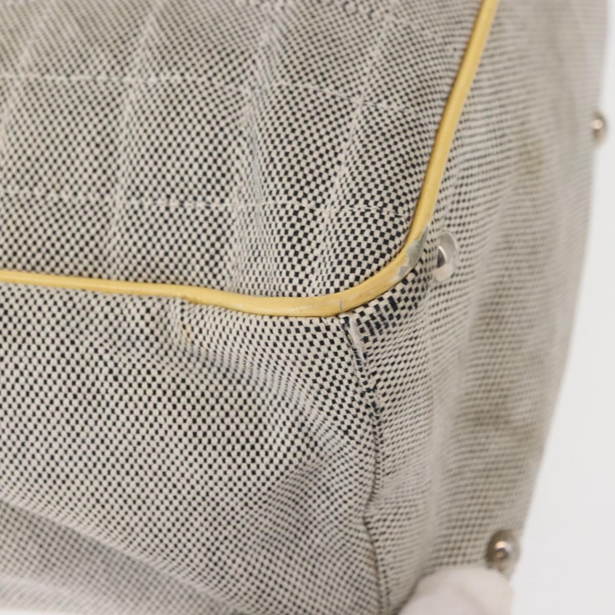 CHANEL Choco Bar Camellia Chain Tote Bag Canvas Gray Silver CC Auth 148029