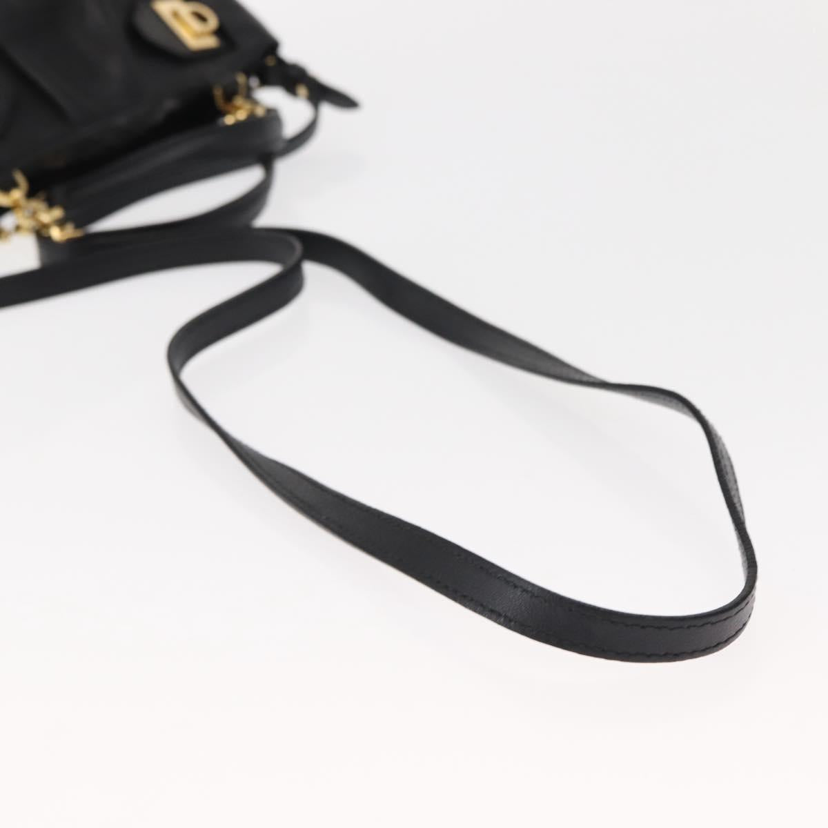 Salvatore Ferragamo Gancini Hand Bag Leather 2way Black Gold Auth 148032