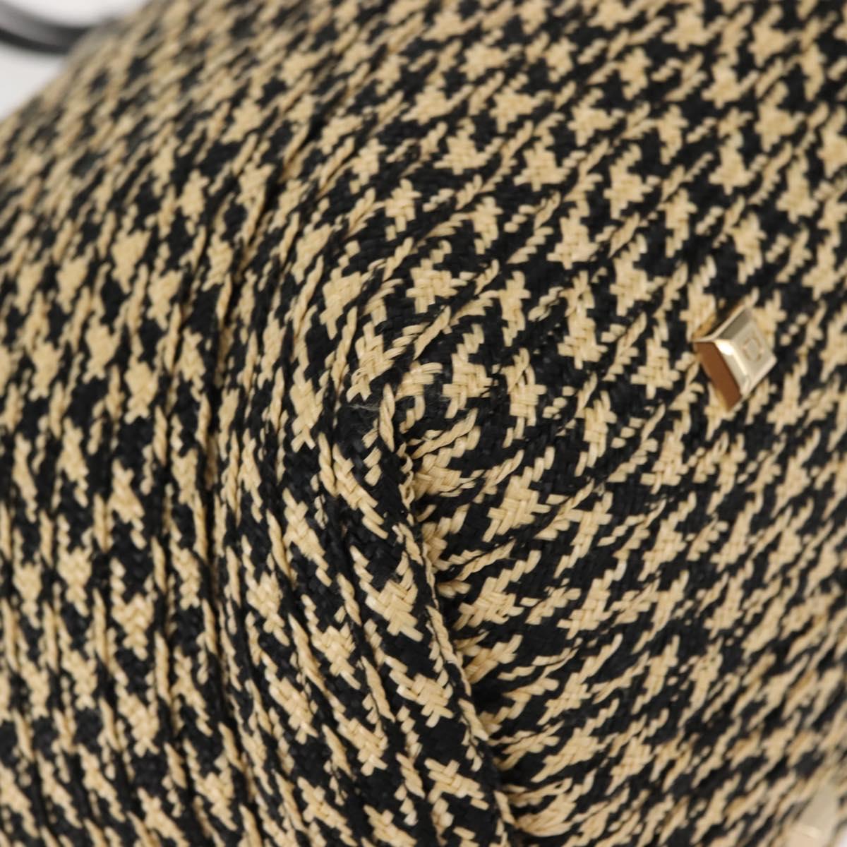 Salvatore Ferragamo Gancini Tote Bag Raffia Leather Black Silver Auth 148033