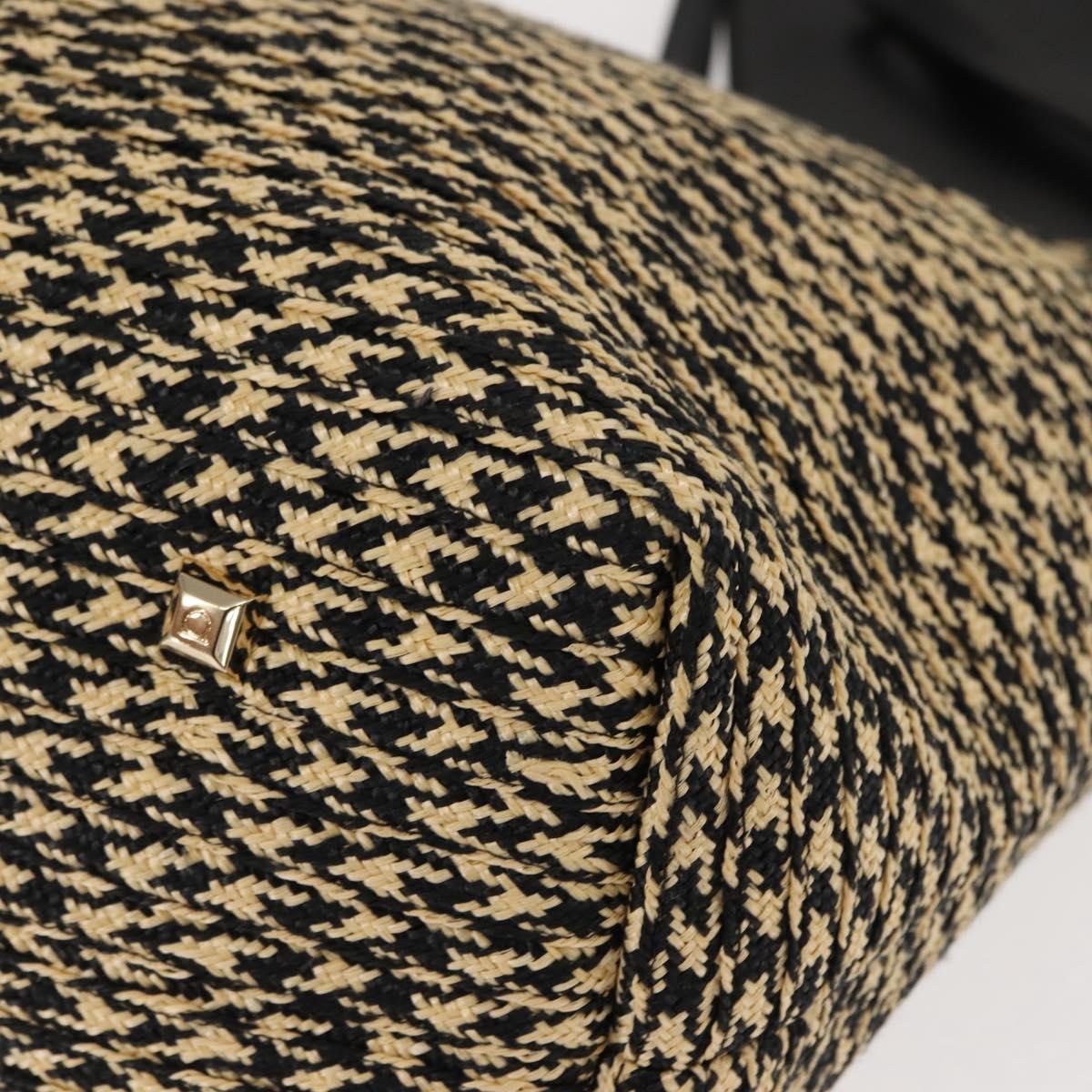 Salvatore Ferragamo Gancini Tote Bag Raffia Leather Black Silver Auth 148033