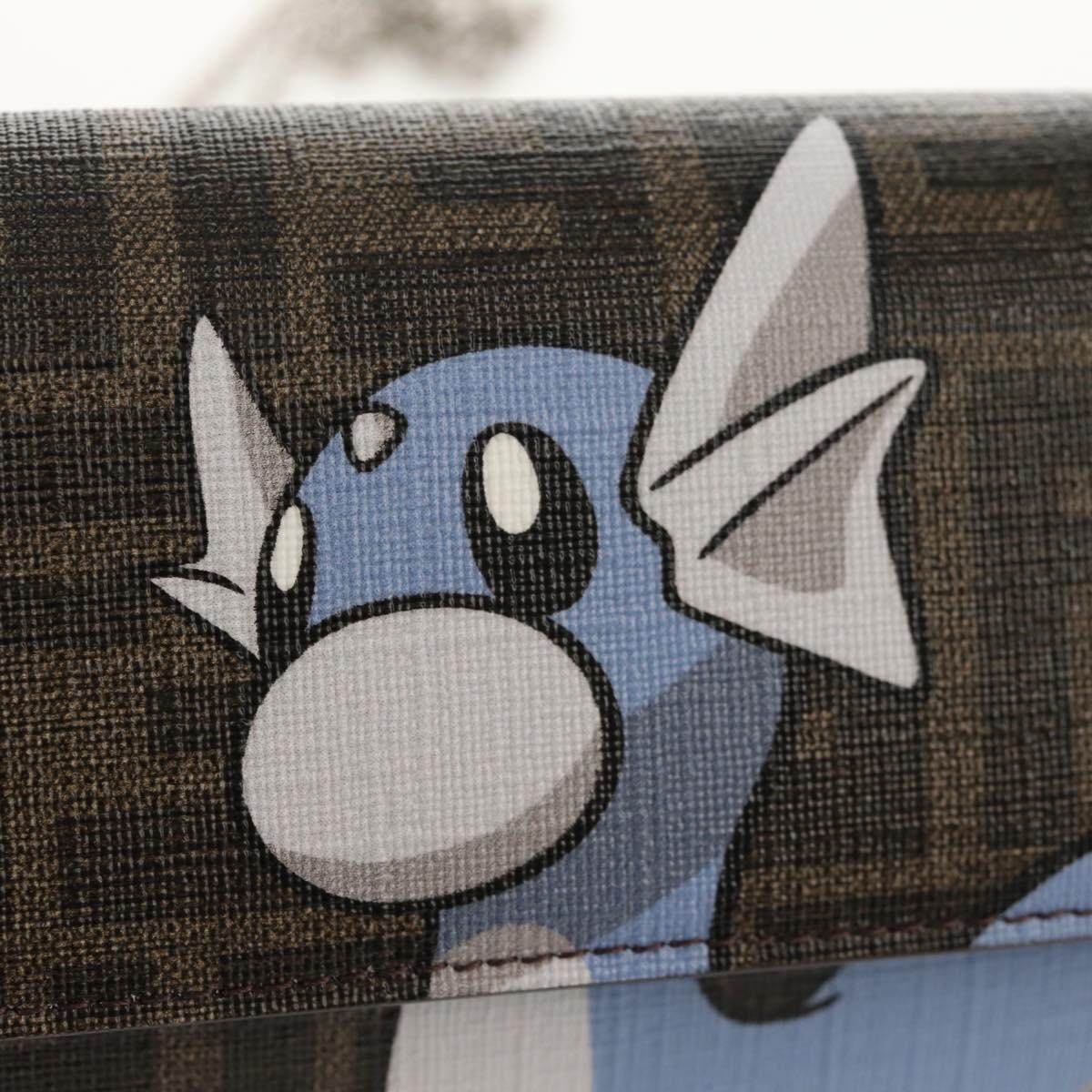 FENDI FRGMT x POKÉMON Wallet Zucca Canvas Shoulder Bag Black Auth 148040SM