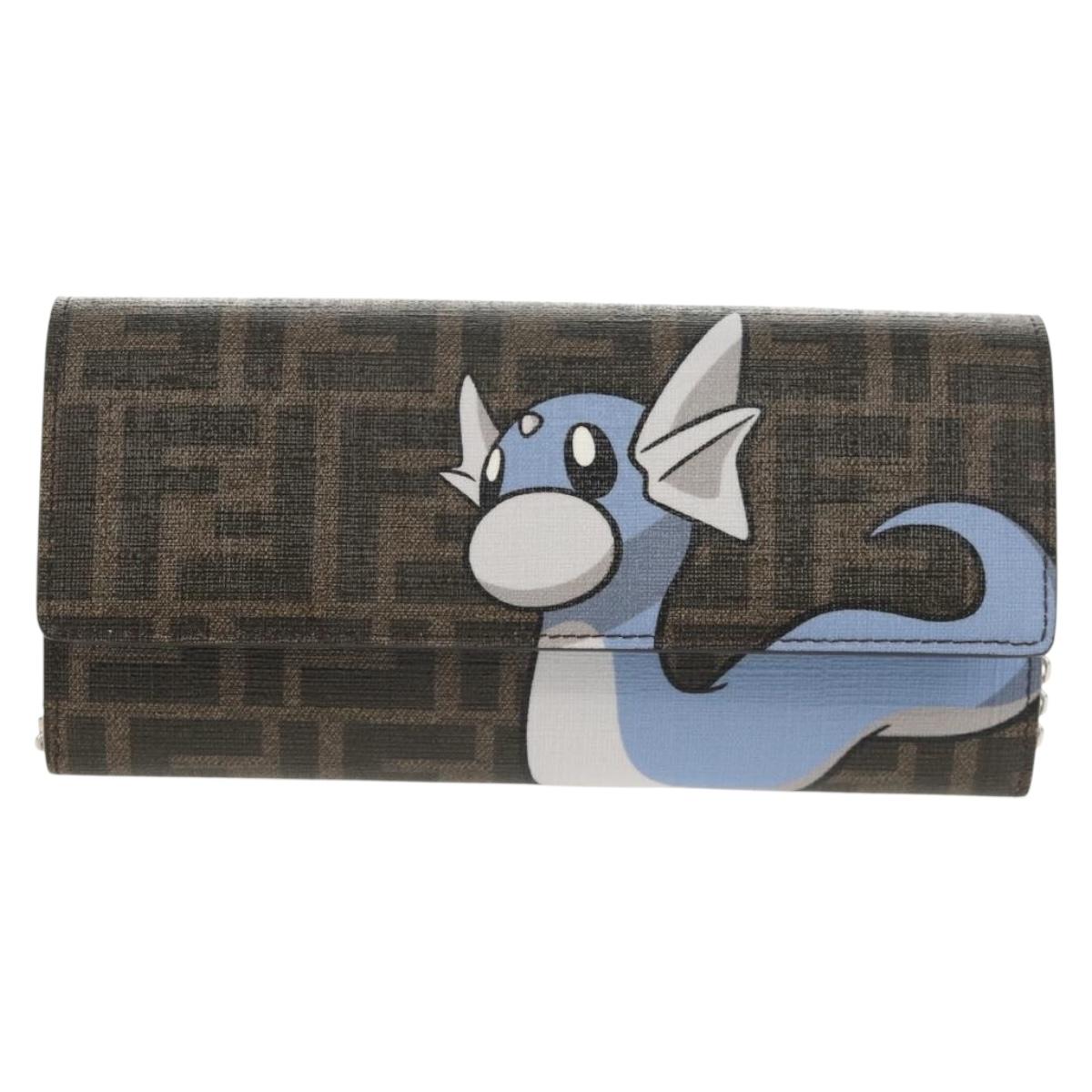 FENDI FRGMT x POKÉMON Wallet Zucca Canvas Shoulder Bag Black Auth 148040SM