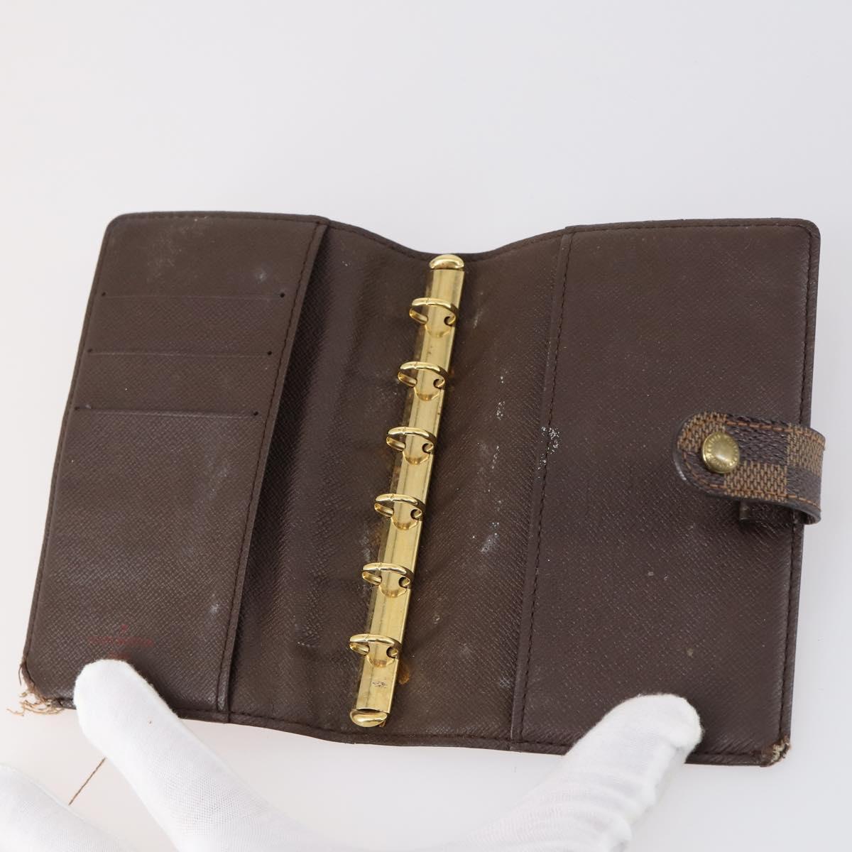 LOUIS VUITTON Damier Ebene Agenda PM Day Planner Cover 2Set R20700 Auth 148073