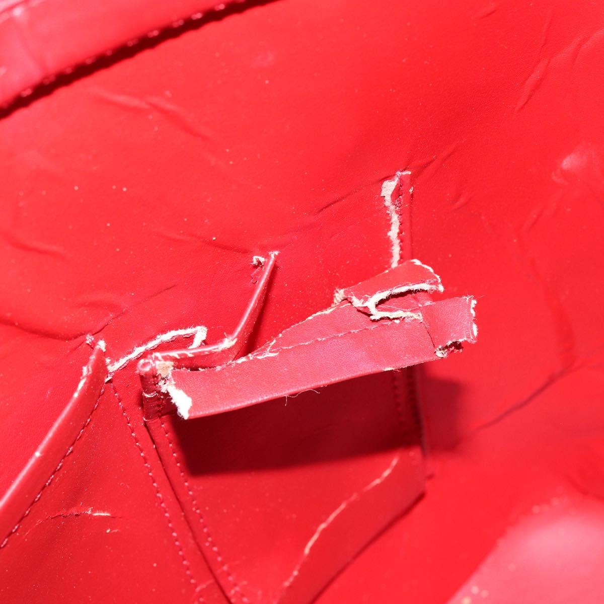 LOUIS VUITTON Monogram Vernis Houston Hand Bag Red M91092 LV Auth 148133