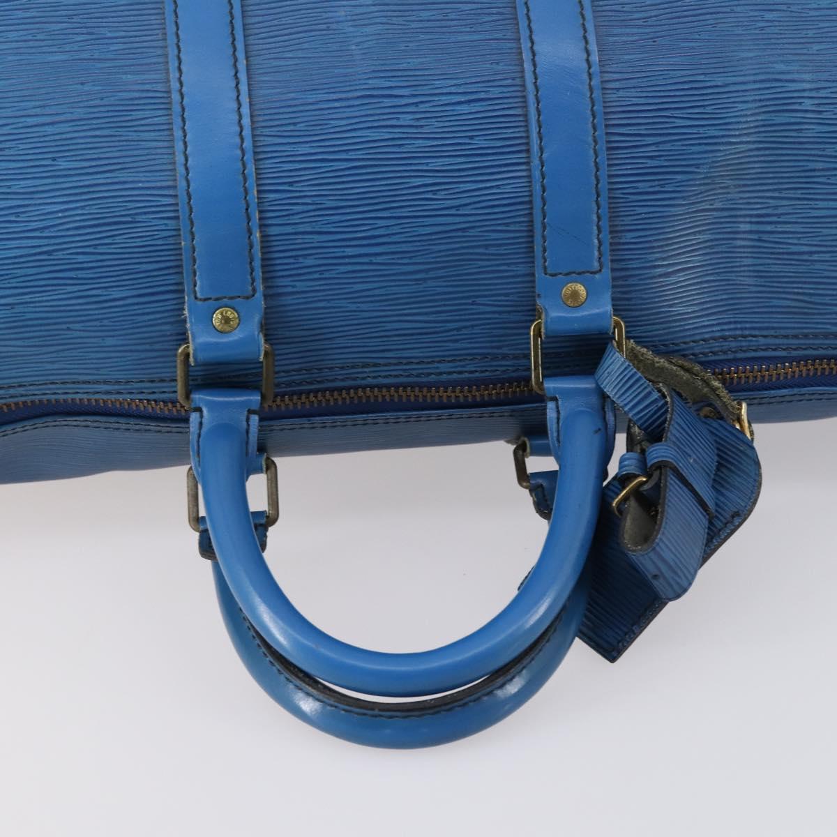 LOUIS VUITTON Epi Keepall 45 Boston Bag Blue M42975 LV Auth 148140