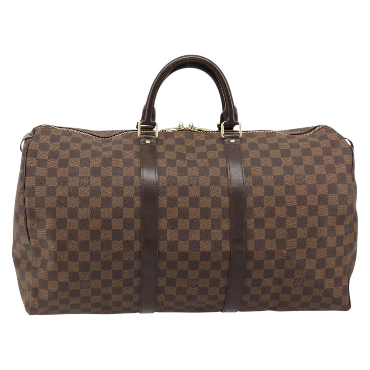 LOUIS VUITTON Damier Ebene Keepall 50 Boston Bag N41427 LV Auth 148143