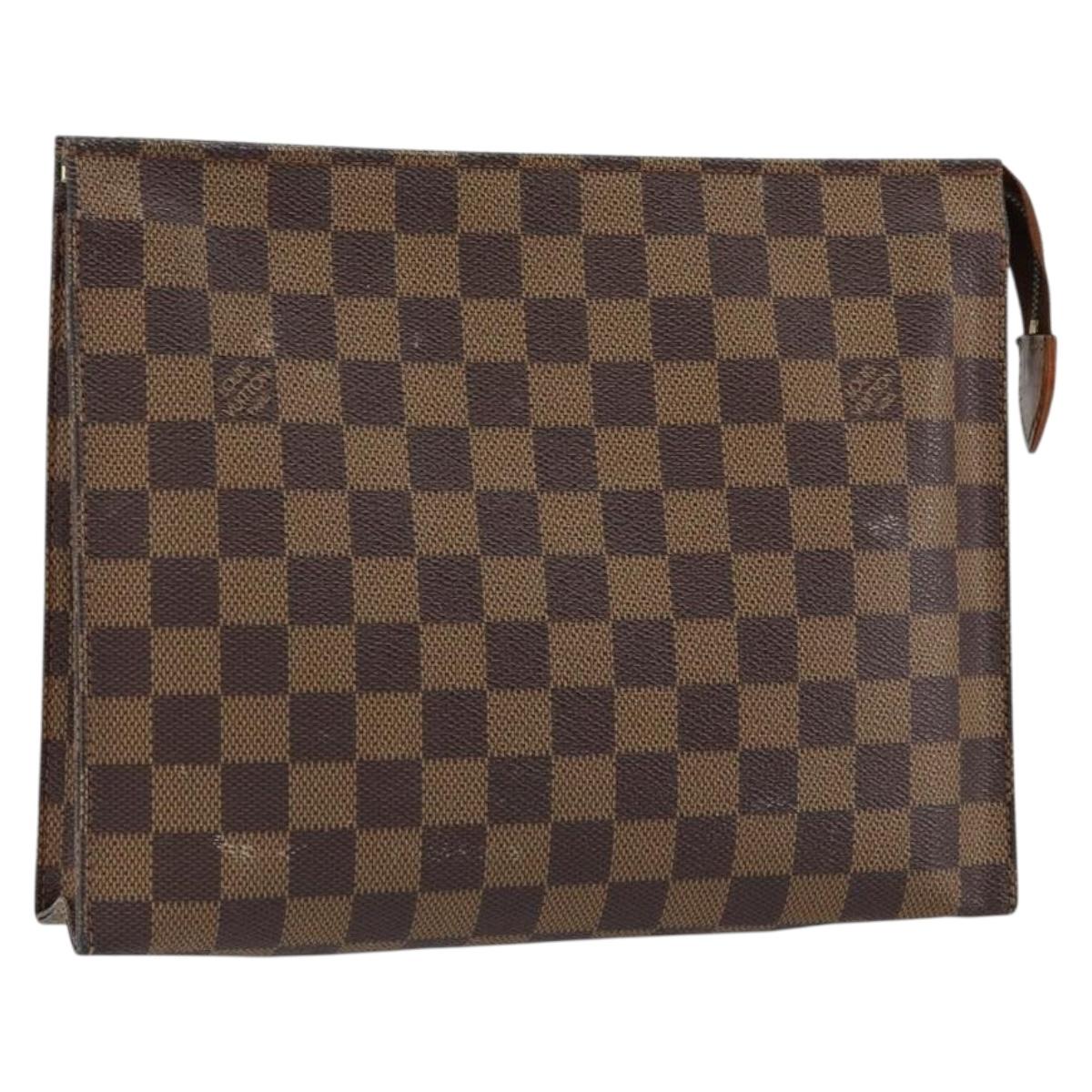 LOUIS VUITTON Damier Ebene Poche Toilette 26 Pouch N47543 LV Auth 148144