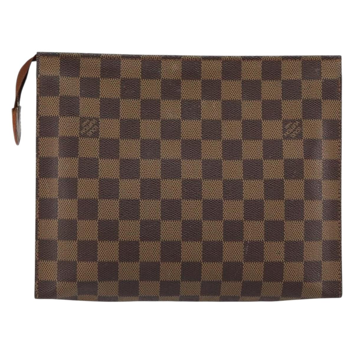 LOUIS VUITTON Damier Ebene Poche Toilette 26 Pouch N47543 LV Auth 148144