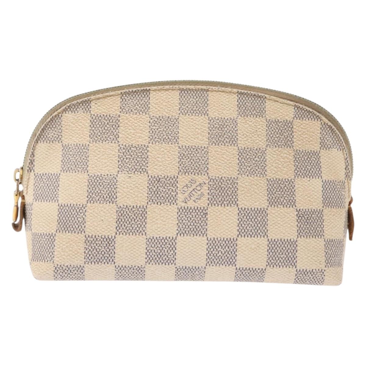 LOUIS VUITTON Damier Azur Pochette Cosmetic PM Pouch N60024 LV Auth 148147
