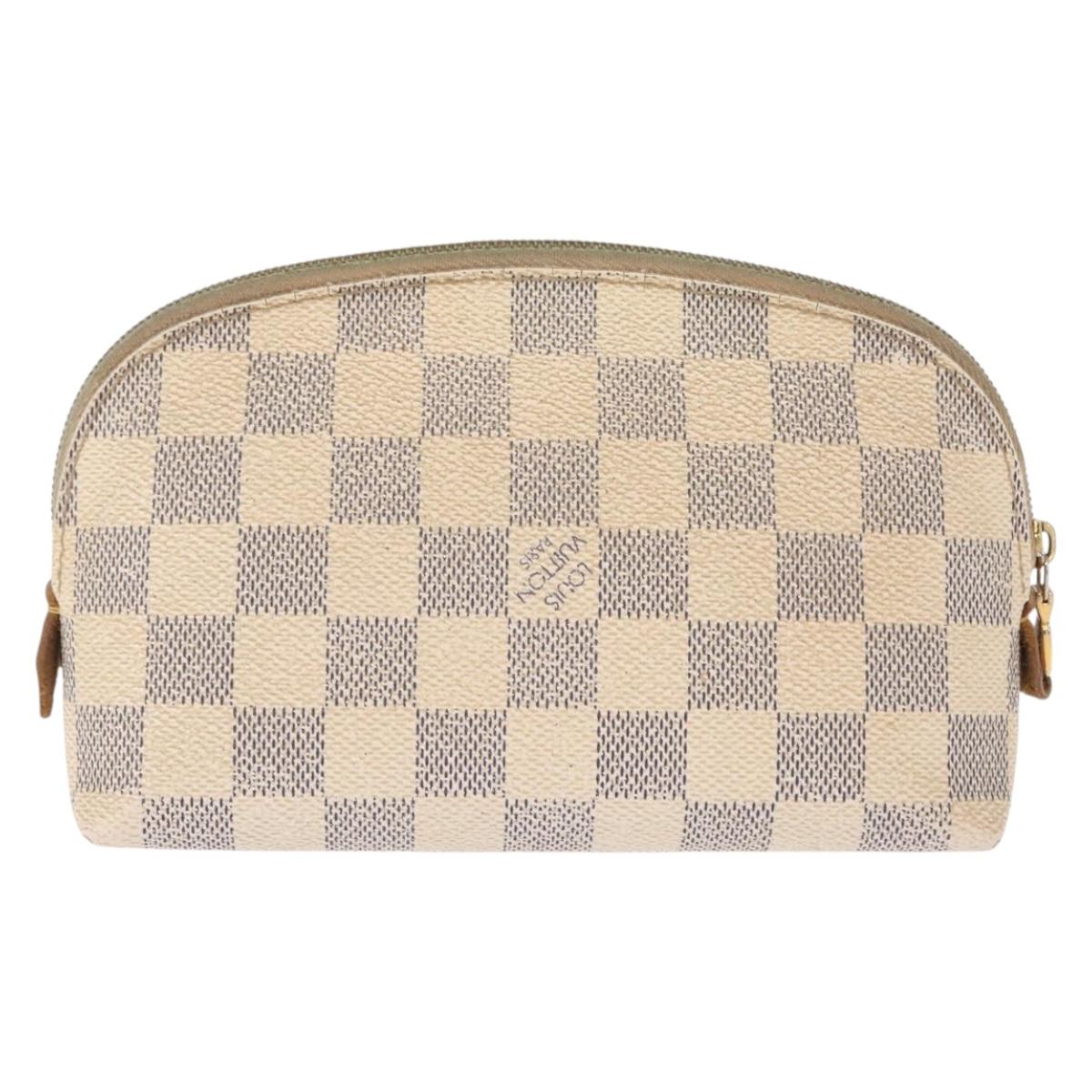 LOUIS VUITTON Damier Azur Pochette Cosmetic PM Pouch N60024 LV Auth 148147