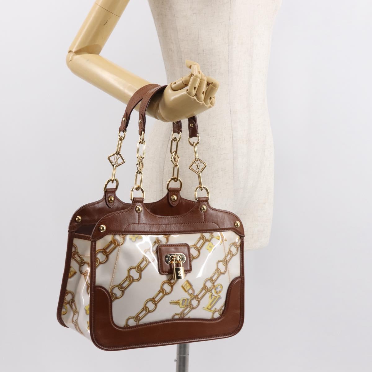 LOUIS VUITTON Monogram Charm Cabas Bron Hand Bag Brown White M95157 Auth 148150