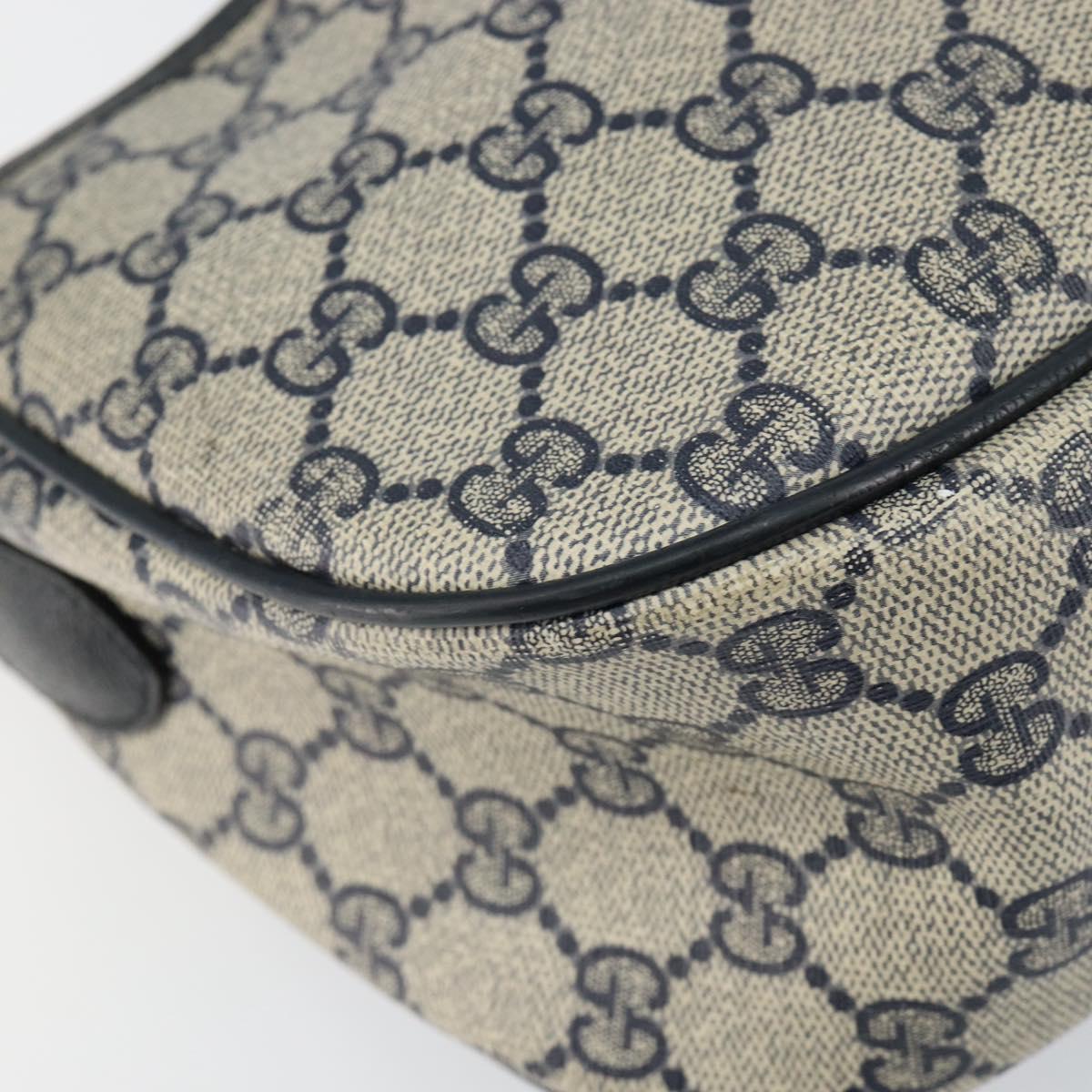 GUCCI GG Supreme Sherry Line Shoulder Bag PVC Navy Gold 89 02 077 Auth 148160