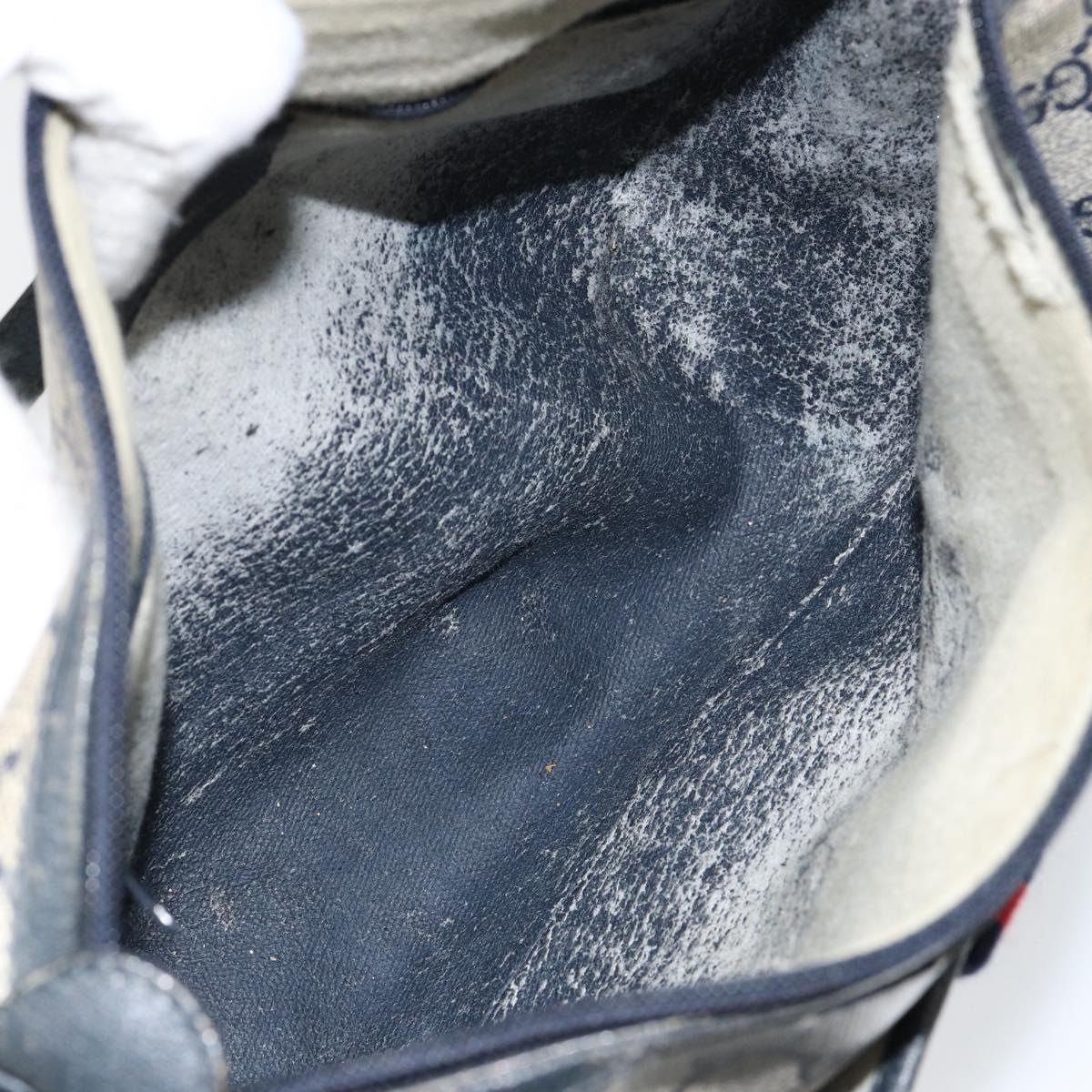 GUCCI GG Supreme Sherry Line Shoulder Bag PVC Navy Gold 89 02 077 Auth 148160