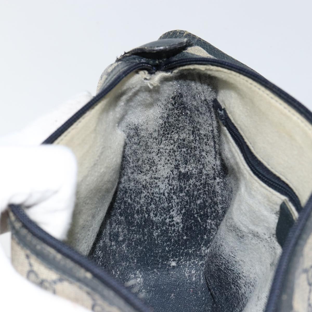 GUCCI GG Supreme Sherry Line Shoulder Bag PVC Navy Gold 89 02 077 Auth 148160