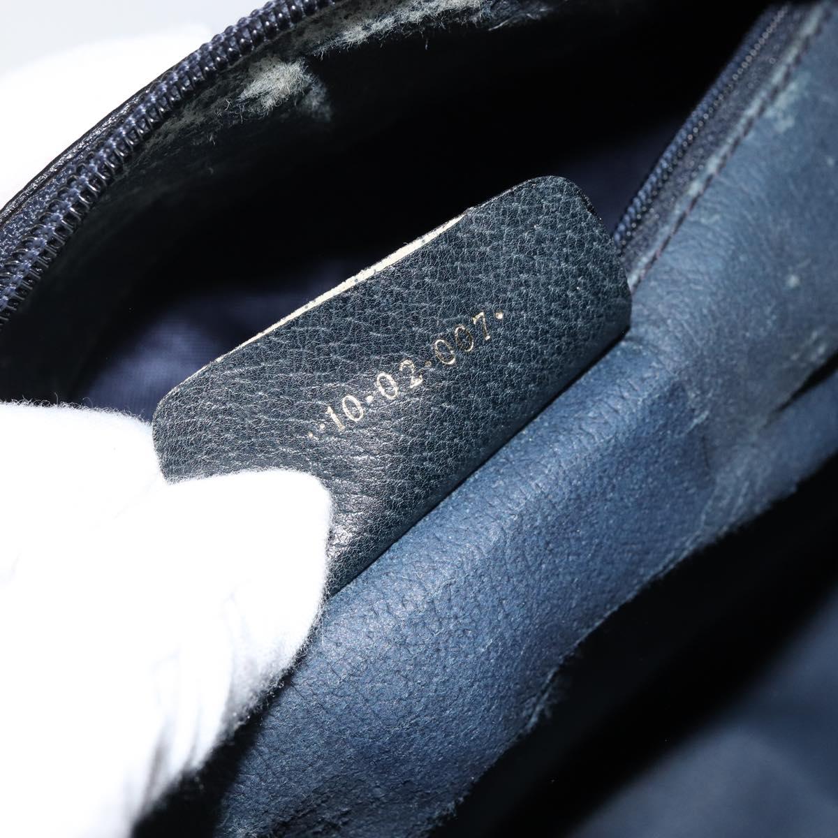 GUCCI GG Supreme Sherry Line Boston Bag PVC Navy Gold Red Auth 148161