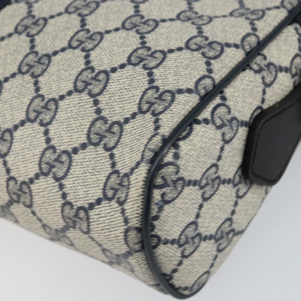 GUCCI GG Supreme Sherry Line Shoulder Bag PVC Navy Gold Auth 148163