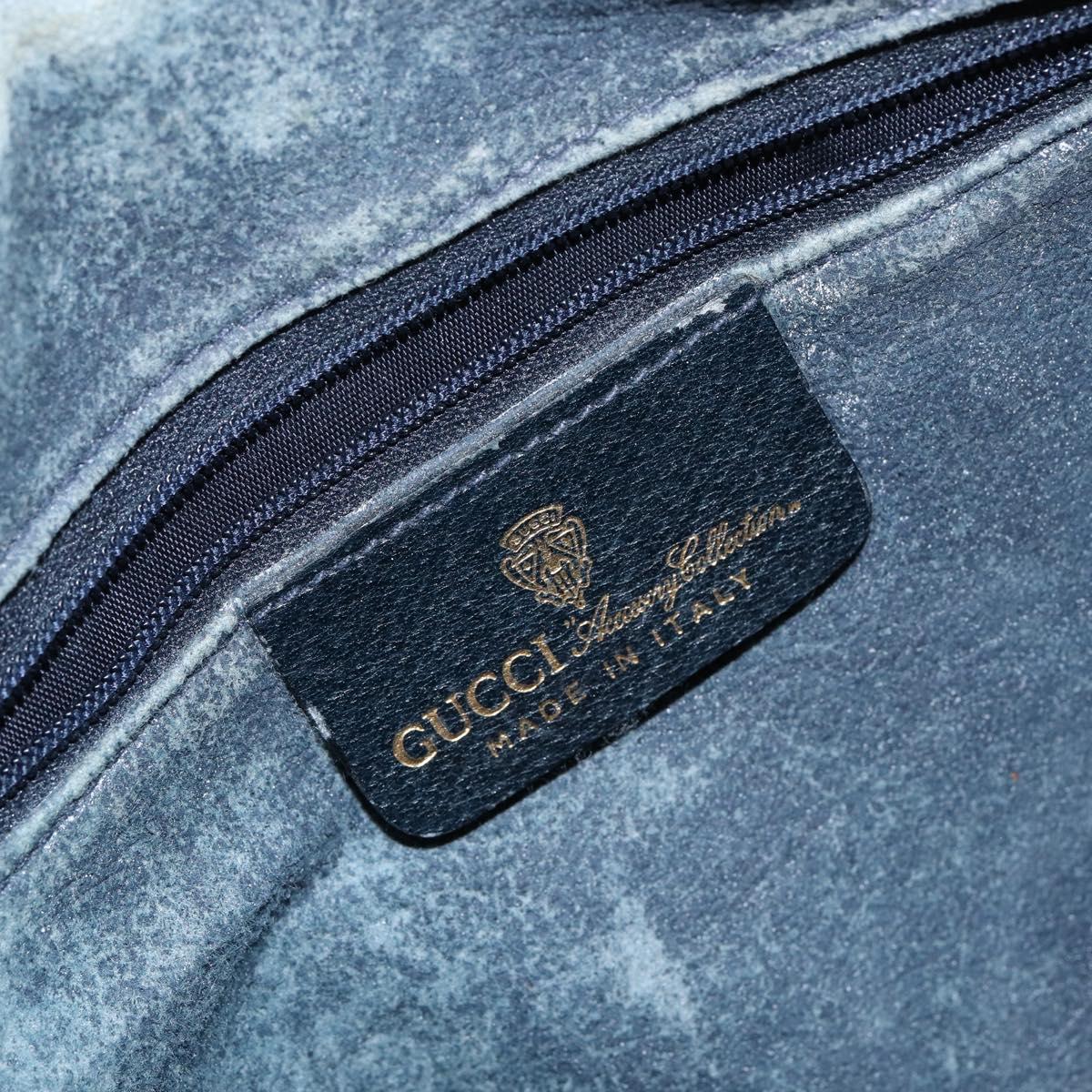 GUCCI GG Supreme Sherry Line Shoulder Bag PVC Navy Gold Auth 148163