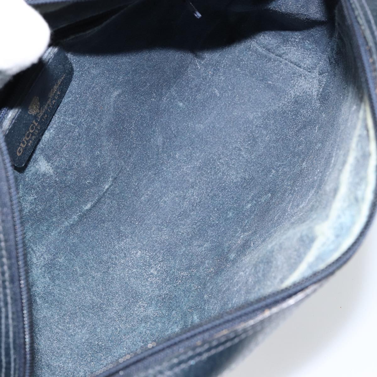 GUCCI GG Supreme Sherry Line Shoulder Bag PVC Navy Gold Auth 148163